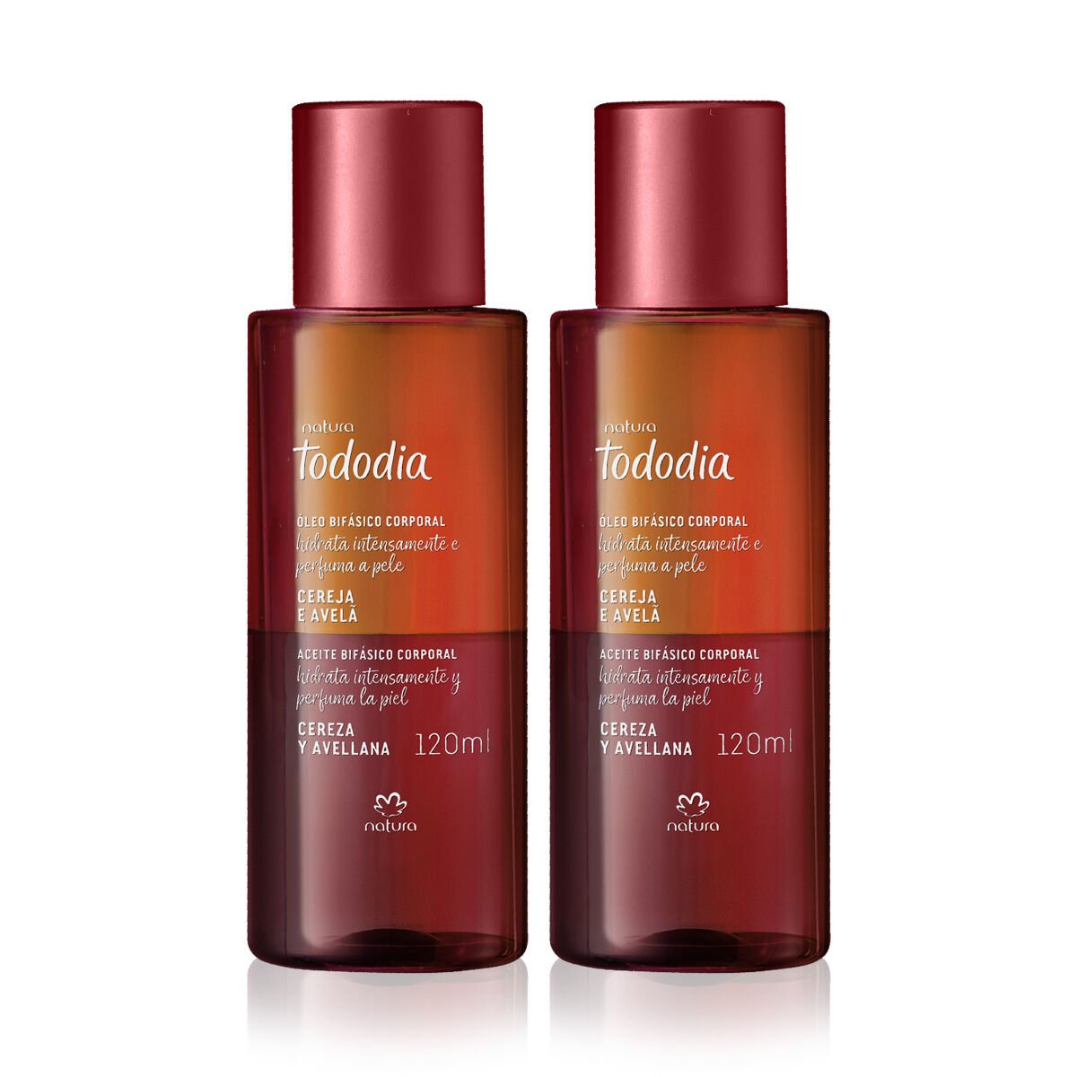 Kit Óleo Corporal Bifásico Tododia Cereja e Avelã (3 unidades)