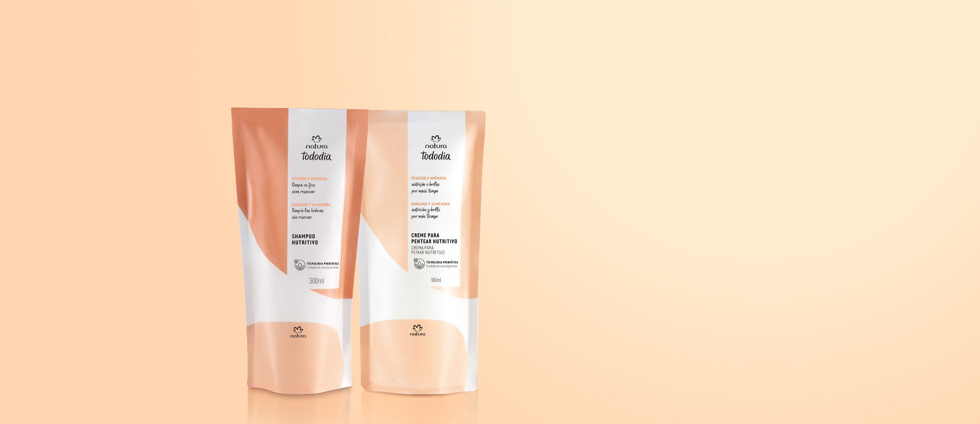 Kit Refil Tododia Pêssego e Amêndoa Shampoo + Creme para Pentear (2 produtos)