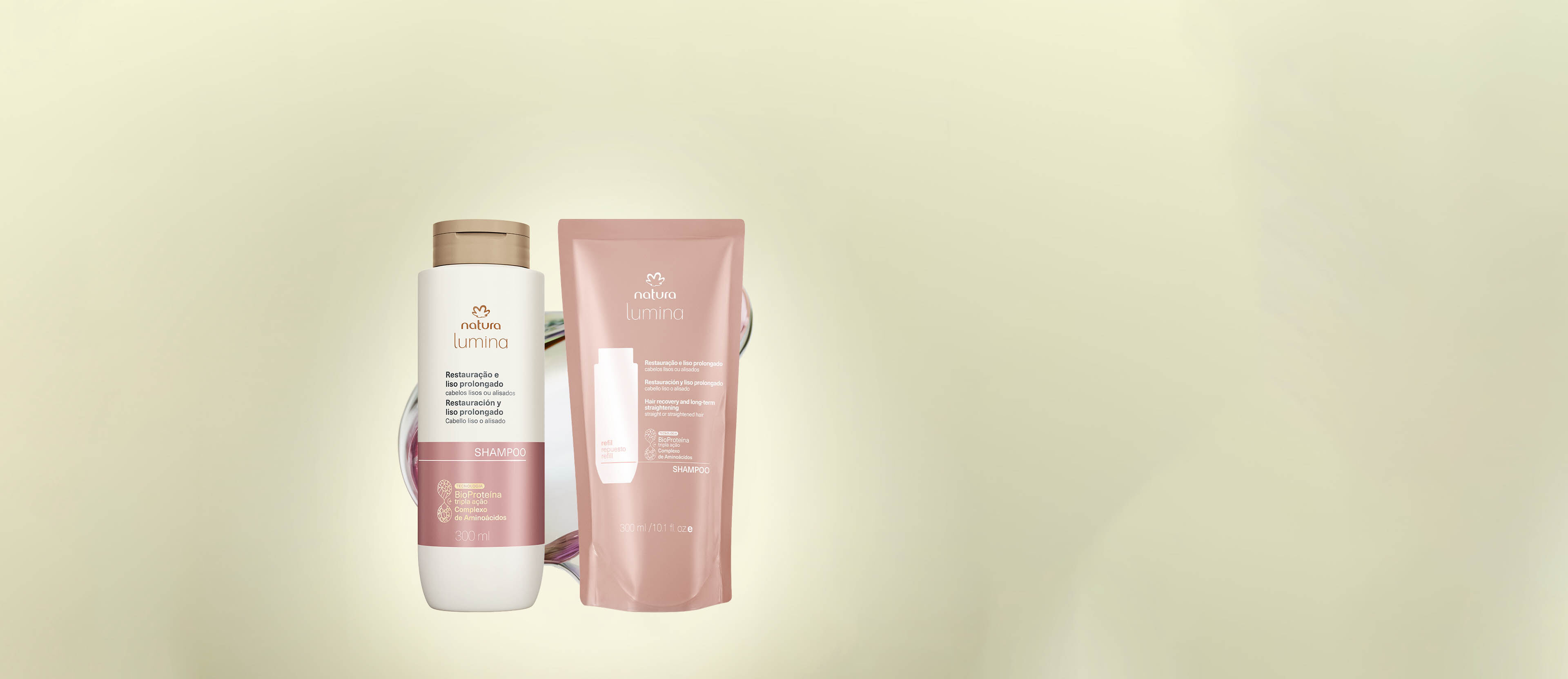 Kit Shampoo com Refil Lumina Restauração e Liso Prolongado