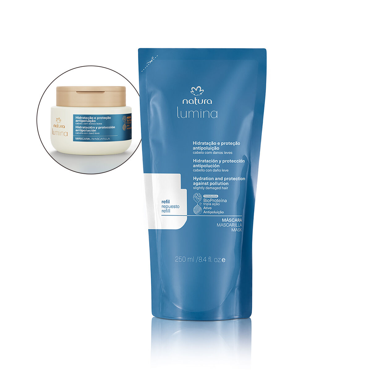 Refil Máscara Hidratante Lumina para Hidratacao e Proteção Antipoluicao 250 Ml