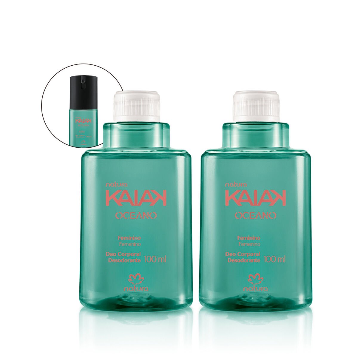 Kit Refil Desodorante Corporal Kaiak Oceano Feminino (2 unidades)