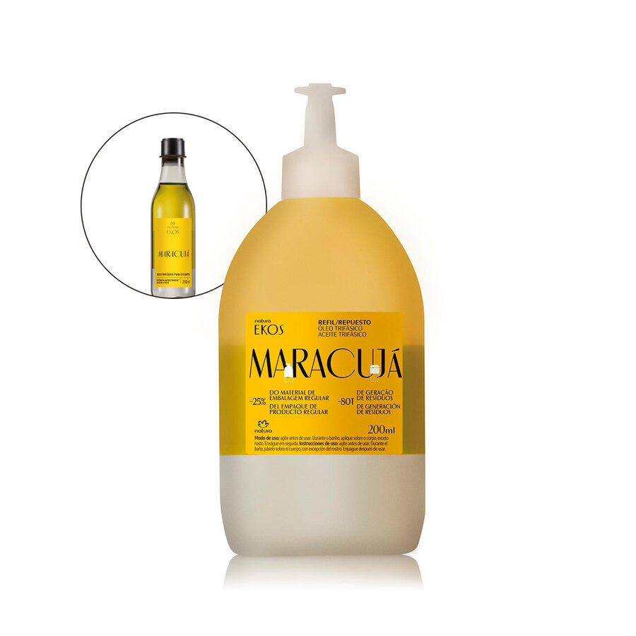 Repuesto Aceite Trifásico Desodorante Corporal Ekos Maracuyá 200 Ml