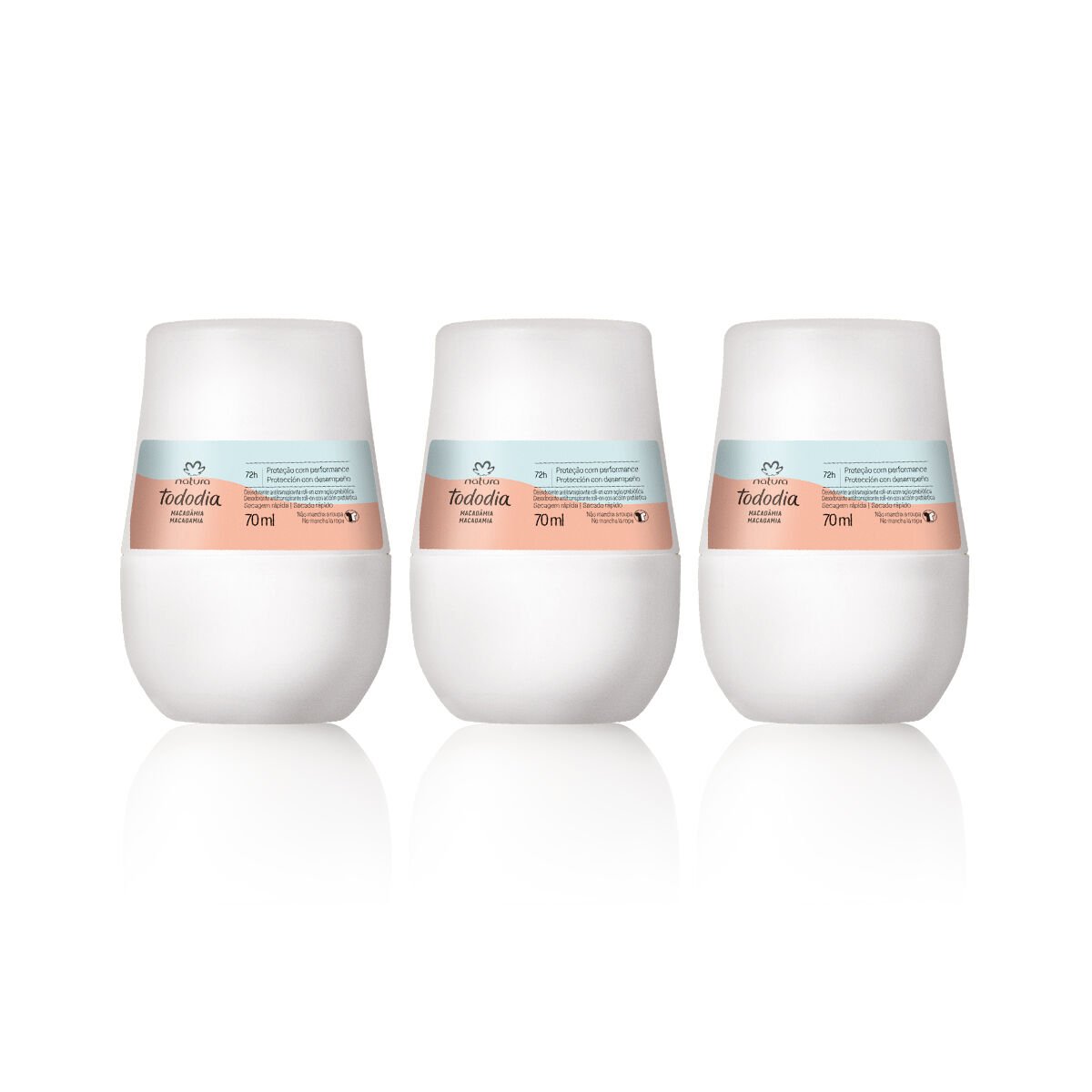 Kit Desodorante Antitranspirante Roll-on Tododia Macadâmia (3 unidades)