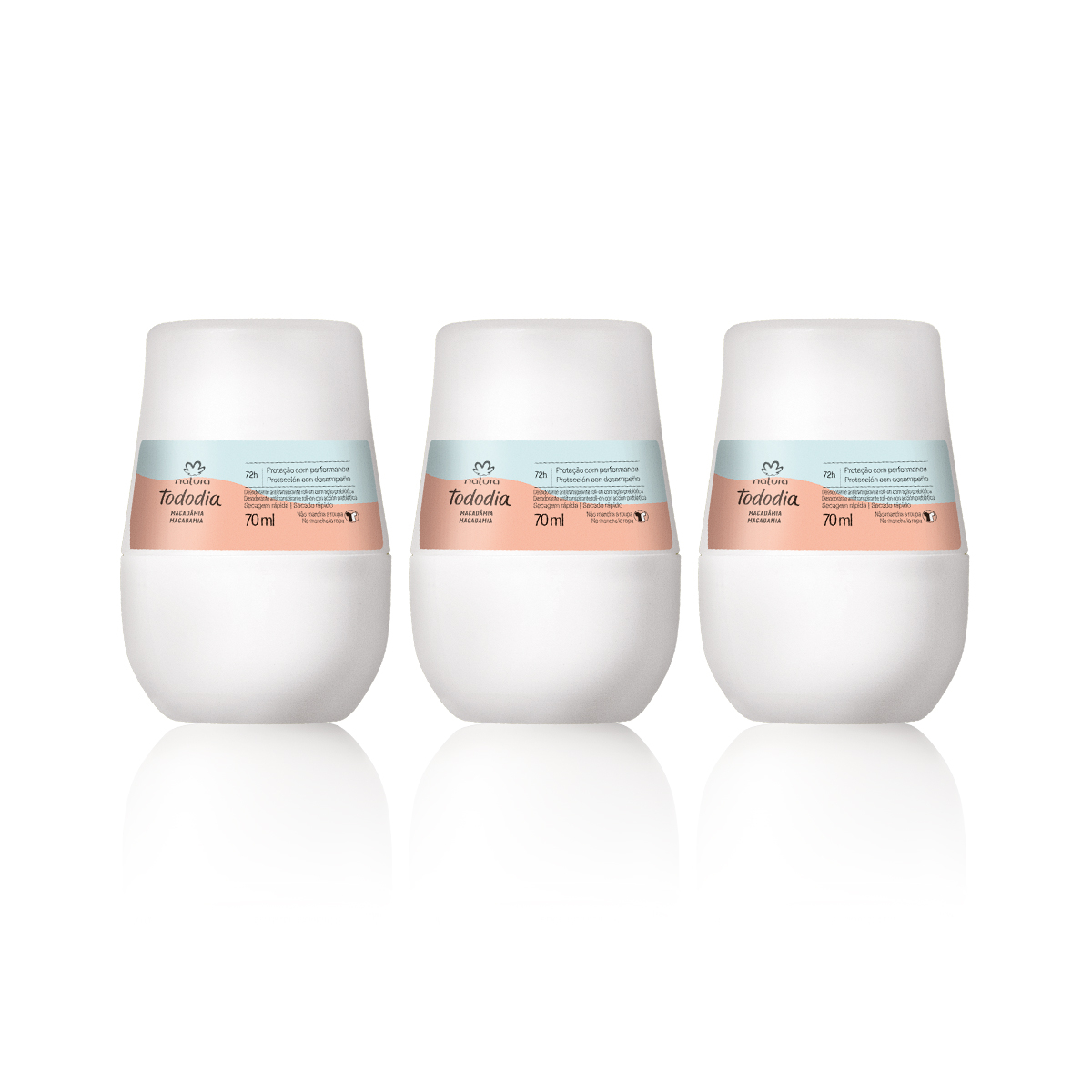 Kit Desodorante Antitranspirante Roll-on Tododia Macadâmia (3 unidades)