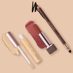 Kit Una Corretivo Cobertura Extrema 24h, Lápis Kajal Preto e Batom CC Nude 2C
