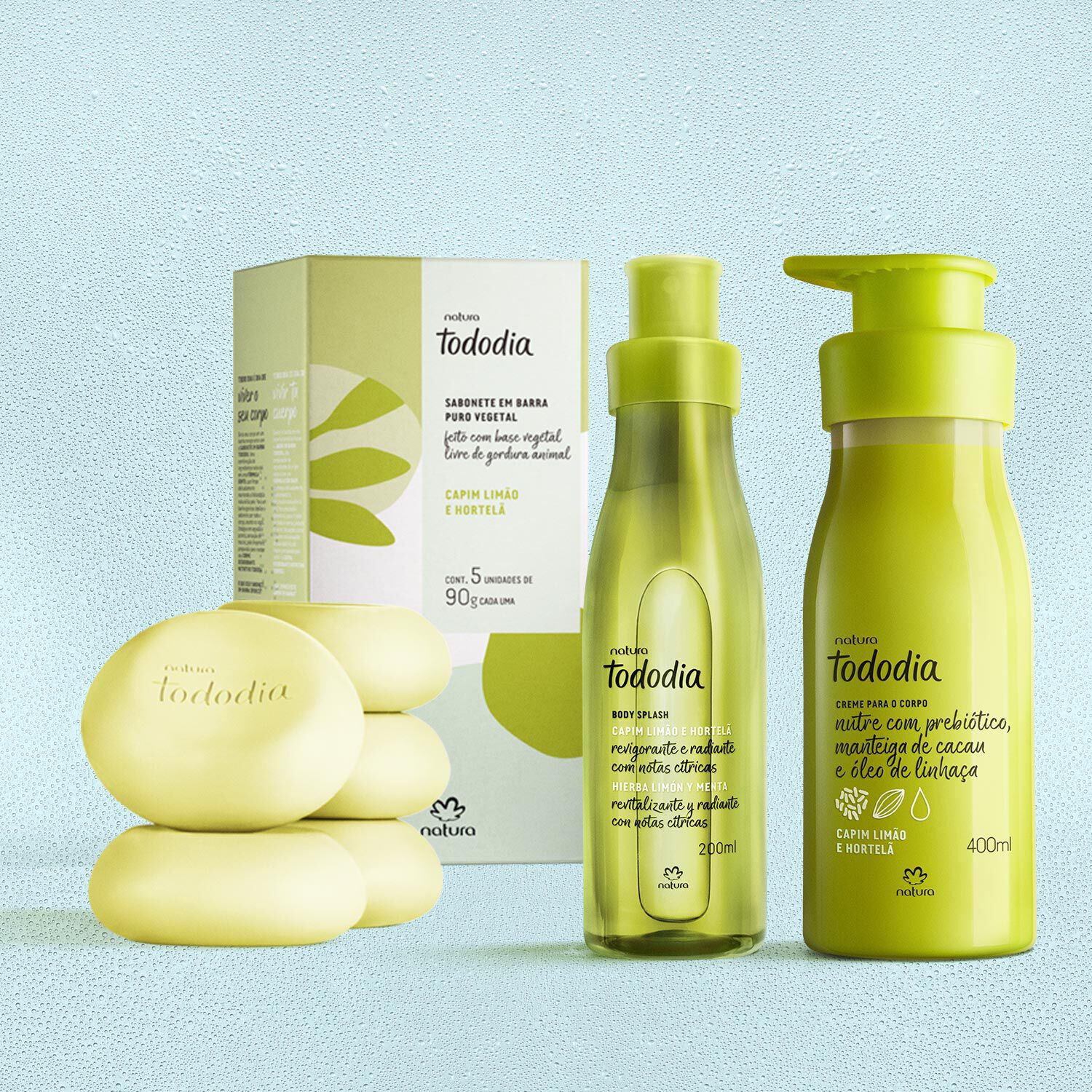 Kit Tododia Capim Limão e Hortelã com Sabonete, Hidratante e Body