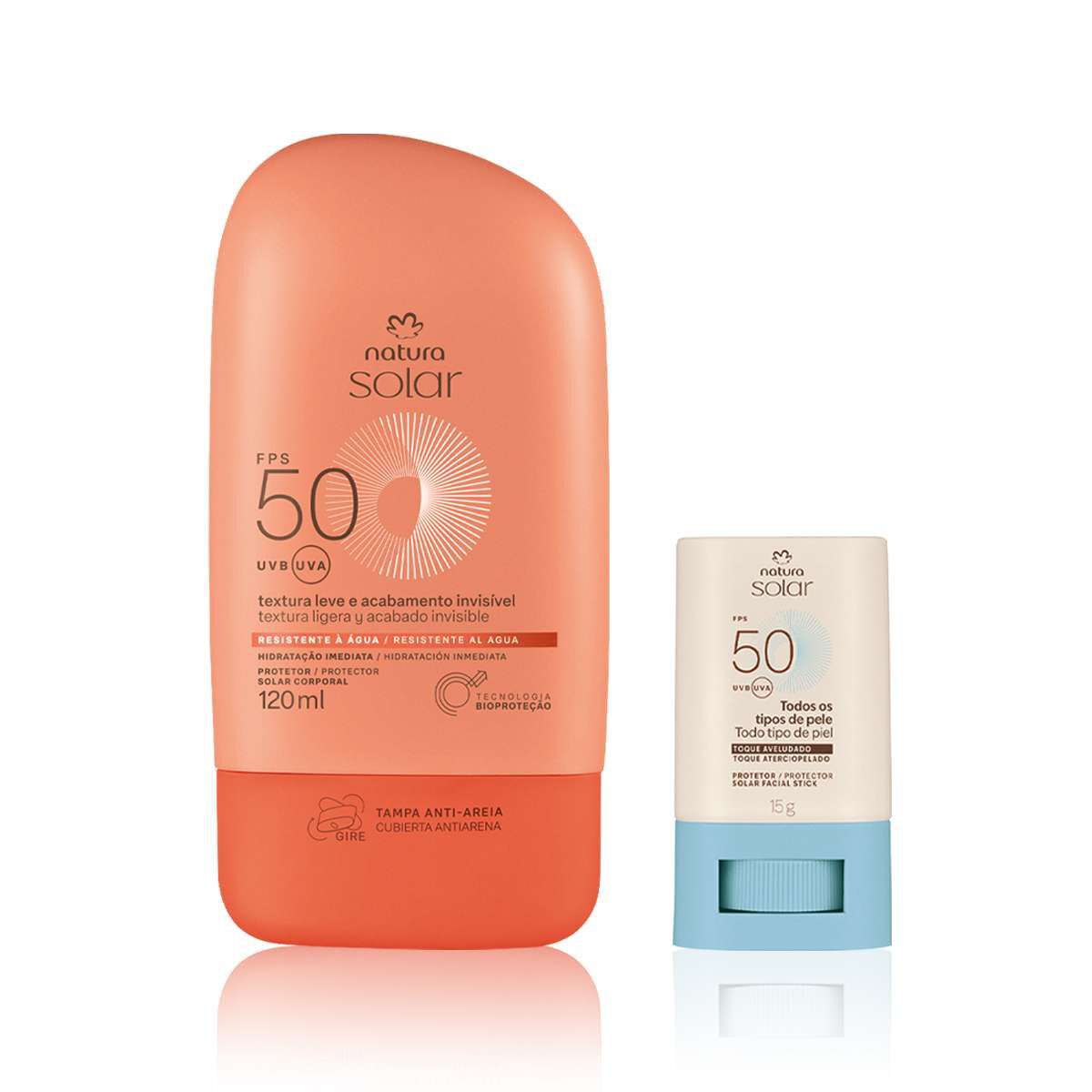 Kit Protetor Solar Facial Stick e Protetor Solar Corporal Fps 50 Natura Solar