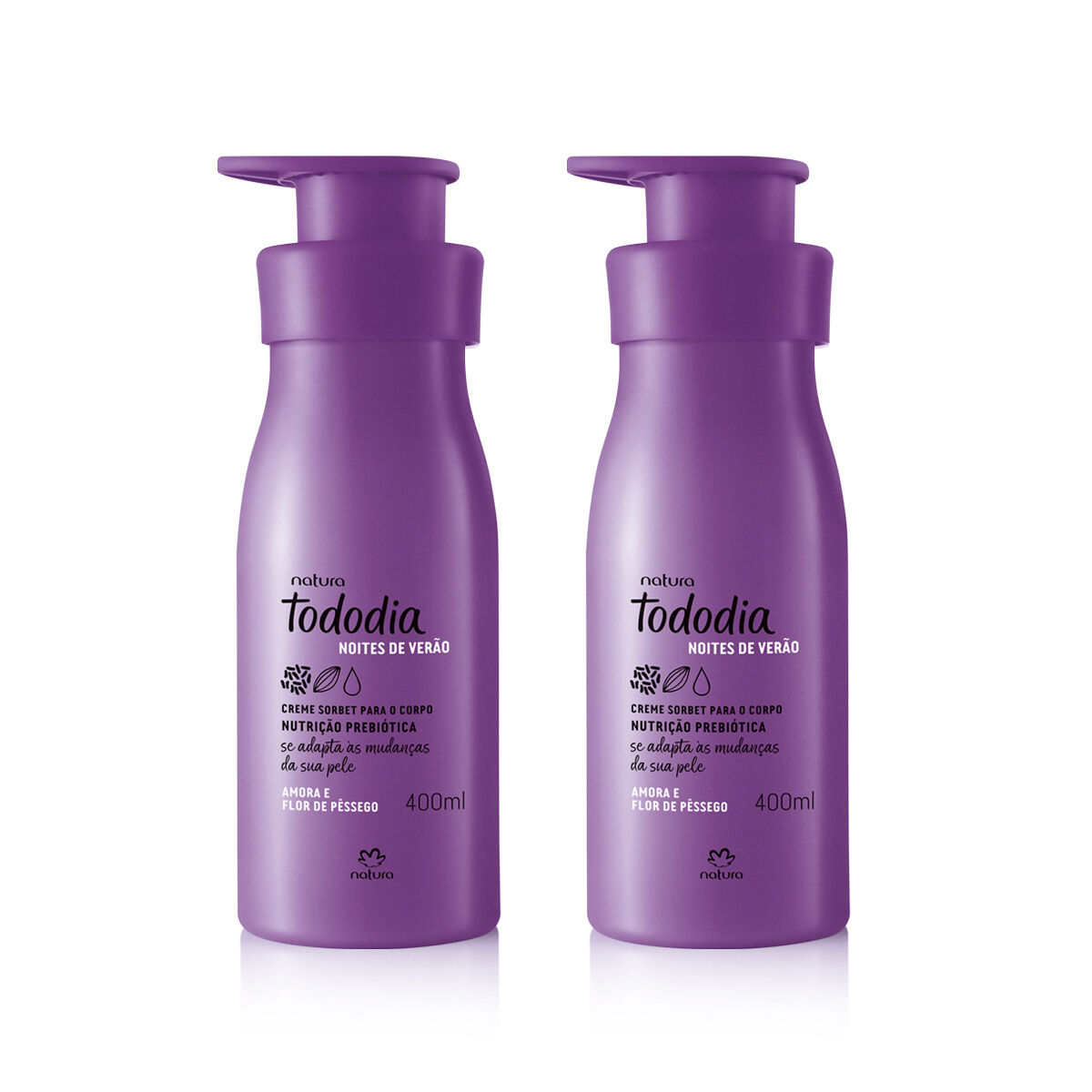 Kit Creme Sorbet Desodorante Nutritivo para O Corpo Tododia Amora e Flor de Pessego 2 un de 400 Ml