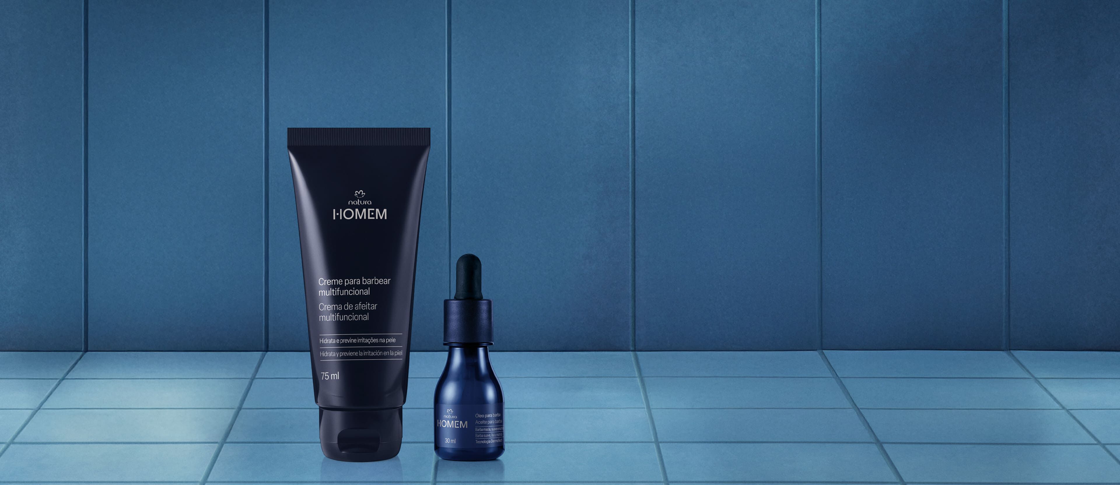 Kit Creme para Barbear e Óleo para Barba Natura Homem (2 produtos)