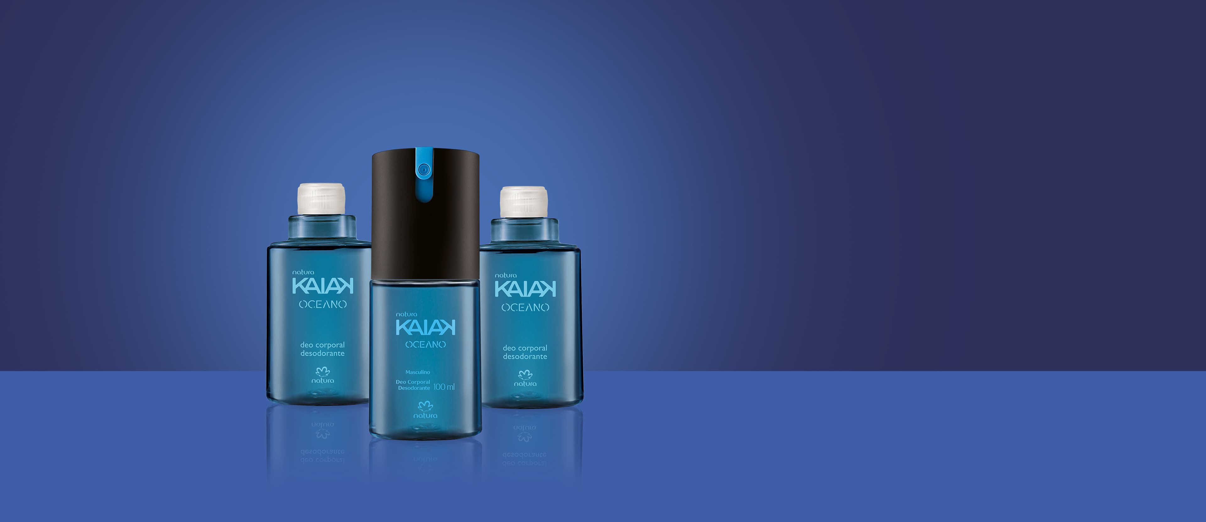 Kit Desodorante Spray Corporal Kaiak Oceano Masculino (3 produtos)