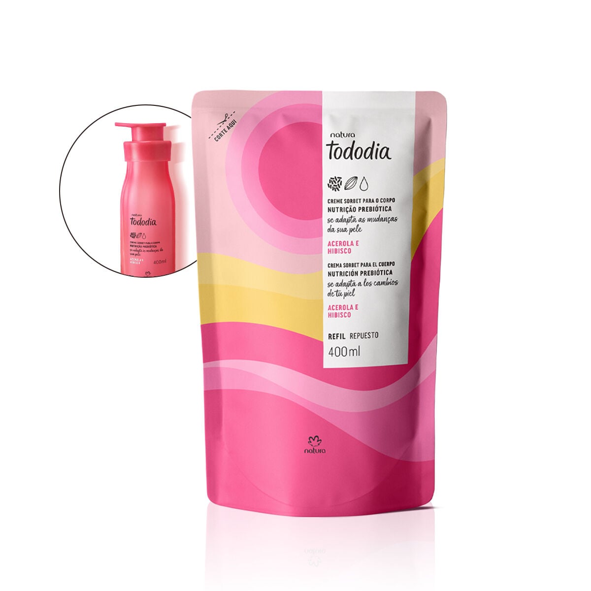 Refil Creme Sorbet Desodorante Nutritivo para O Corpo Tododia Acerola e Hibisco 400 Ml