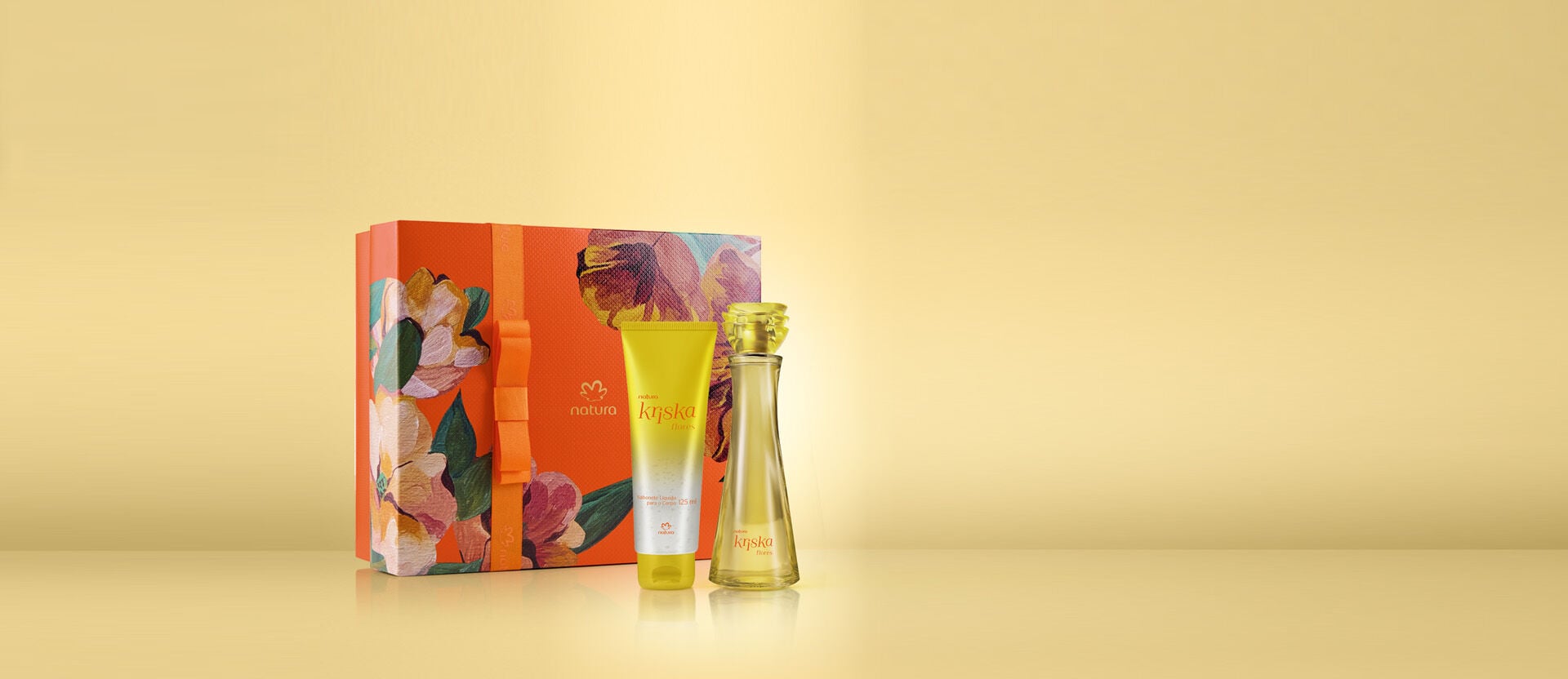 Kit Kriska Flores Deo Colônia + Sabonete Líquido + Caixa Especial (3 produtos)