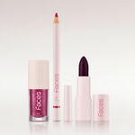 Kit Batom Vinho Rocks, Lápis Red Love e Gloss Malva Vibe Faces (3 produtos)