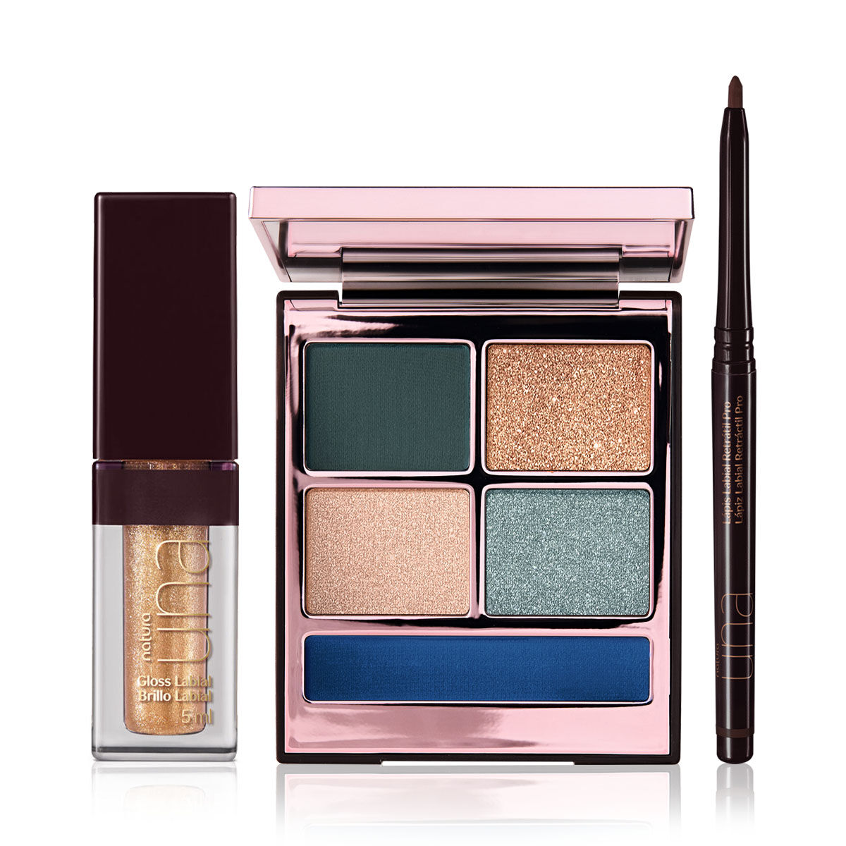 Kit Pro Palette, Lapis Labial e Gloss Honey Natura Una (3 Produtos)
