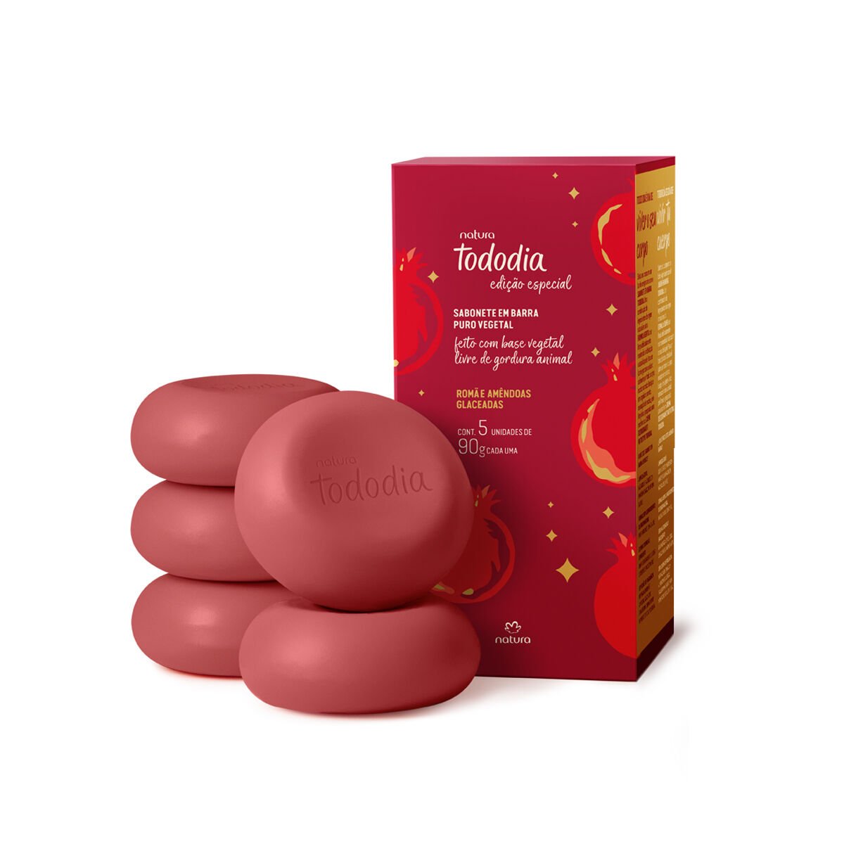 Sabonetes em Barra Puro Vegetal Tododia Romã e Amendôas Glaceadas (5 unidades)
