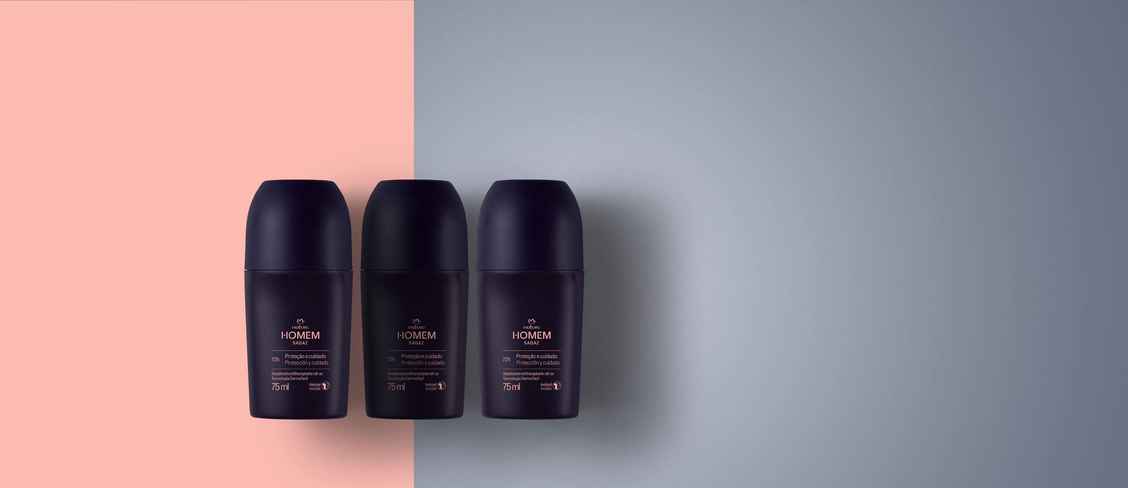 Kit Desodorante Antitranspirante Roll-on Natura Homem Sagaz (3 unidades)