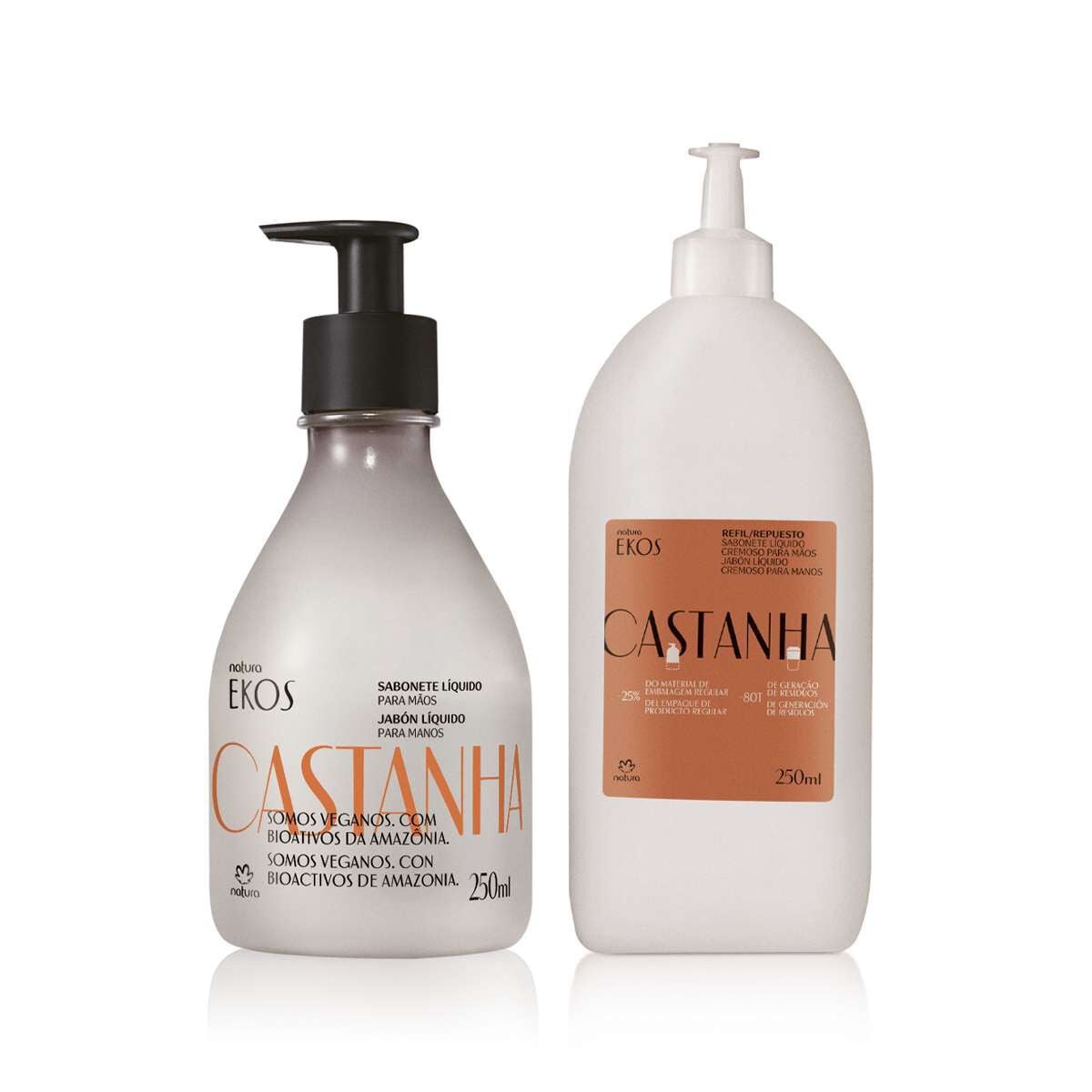 Kit Sabonete Liquido para Mãos Ekos Castanha com Refil 250 Ml