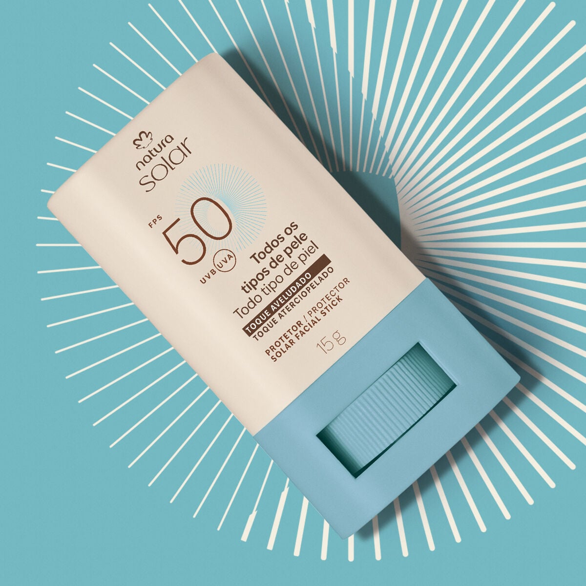 Kit Protetor Solar Facial Stick FPS 50 e Nécessaire Natura Solar