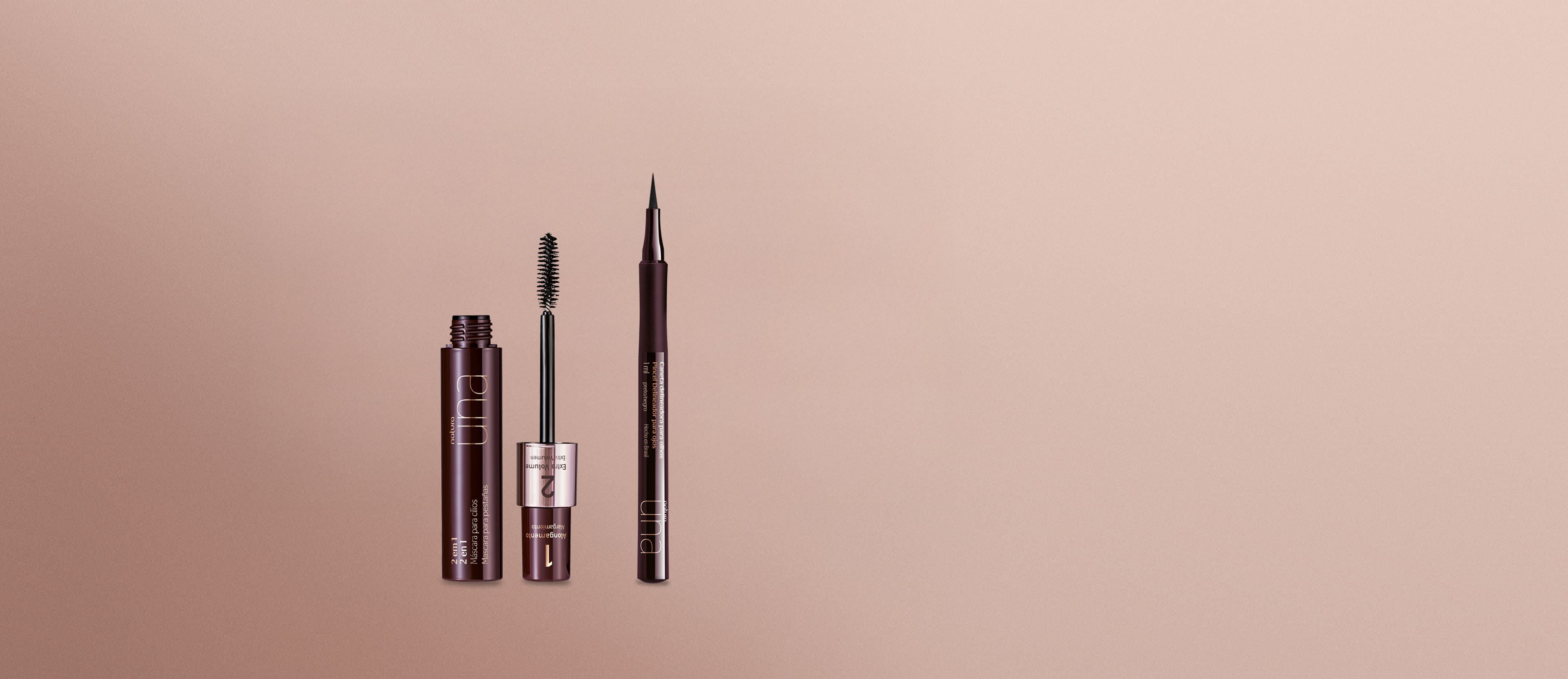Kit Una Caneta Delineadora Preta e Máscara para Cílios 2 em 1 (2 produtos)