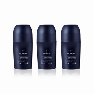 Kit Desodorante Antitranspirante Roll-On Natura Homem Clássico (3 unidades)