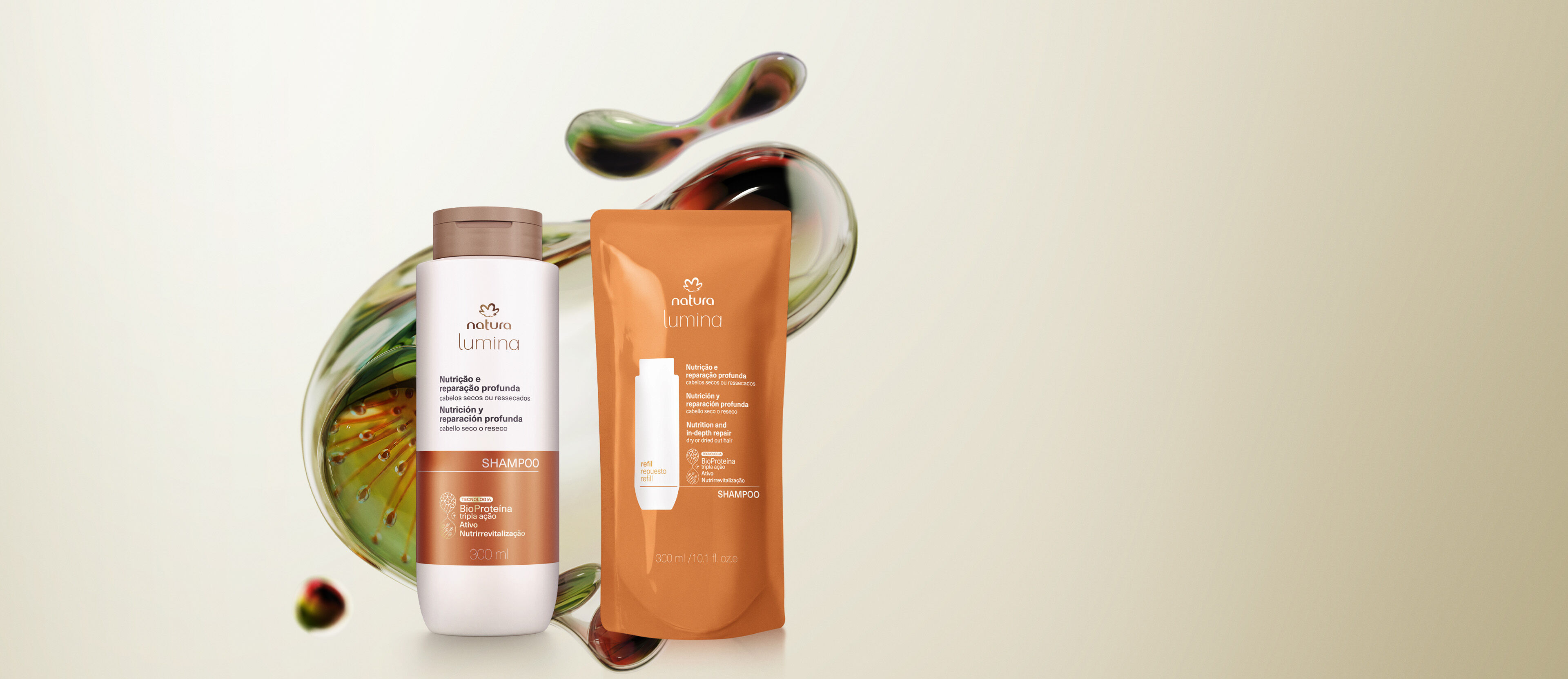 Kit Shampoo Nutrição e Reparação Profunda Lumina com Refil (2 produtos)