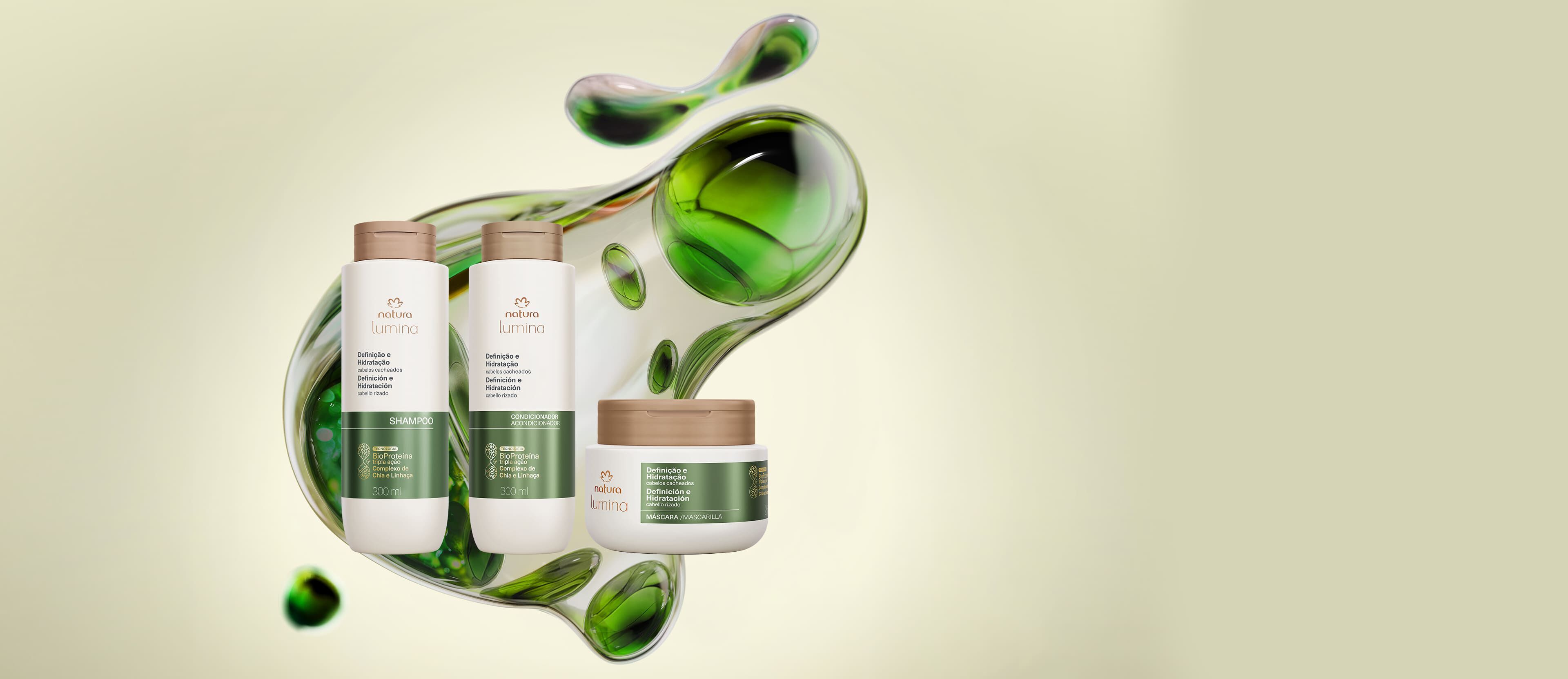 Kit Lumina Cacheados Shampoo, Condicionador e Máscara (3 produtos)