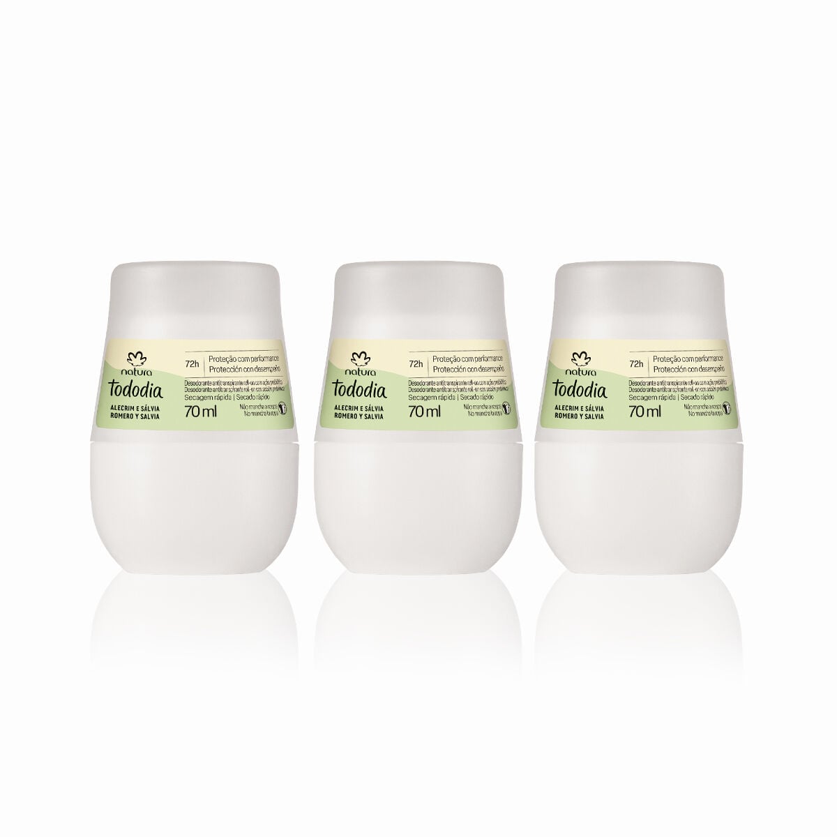 Kit Desodorante Antitranspirante Roll On Tododia Alecrim e Salvia (3 Unidades)