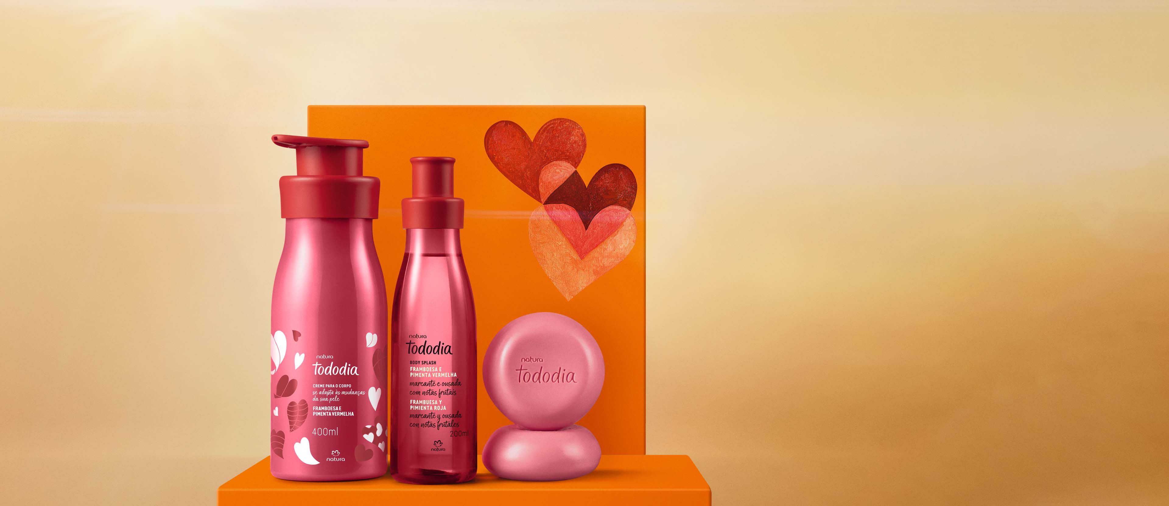 Presente Dia dos Namorados Banho, hidratação e Perfumação Tododia Framboesa e Pimenta Vermelha