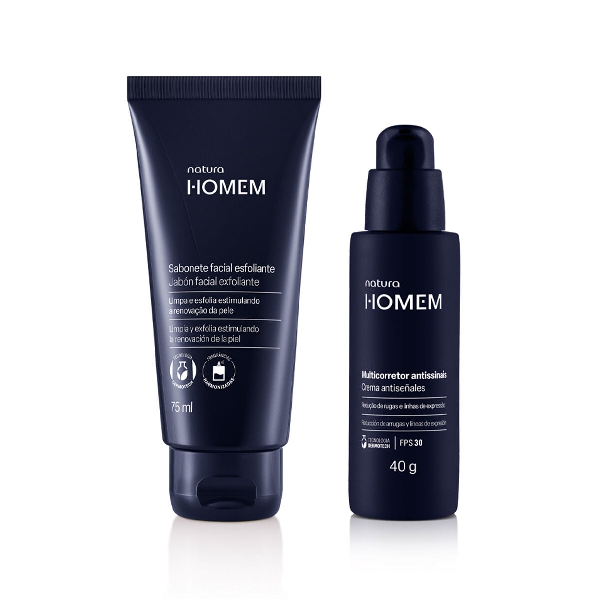 Kit Sabonete Facial Esfoliante e Multicorretor Antissinais Natura Homem (2 produtos)