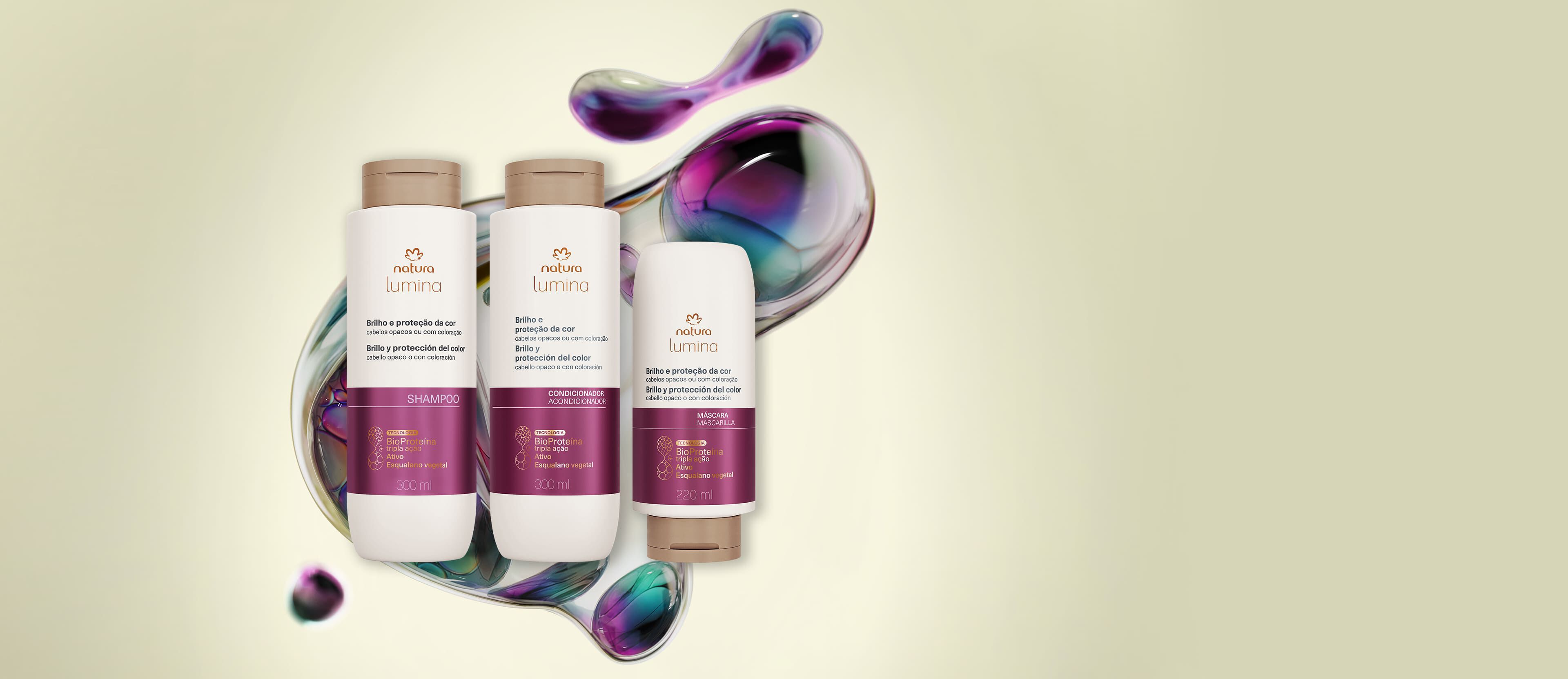 Kit Lumina Brilho e Proteção da Cor Shampoo, Condicionador e Máscara (3 produtos)