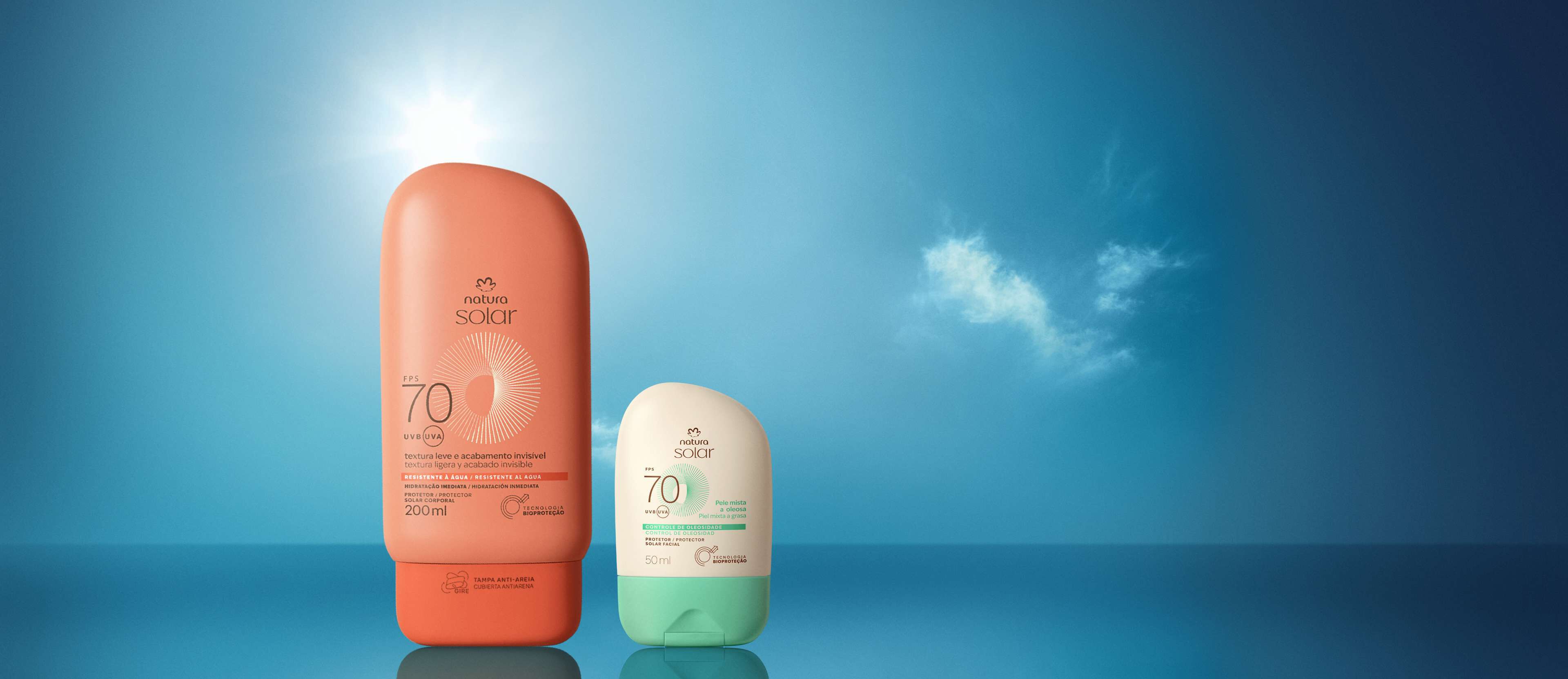 Kit Protetor Solar Facial Pele Mista a Oleosa e Protetor Solar Corporal FPS 70 Natura Solar