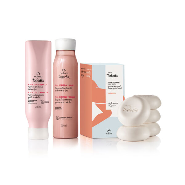 Kit Reparador Tododia Flor de Cereja e Abacate e Sabonete Macadâmia (3 produtos)