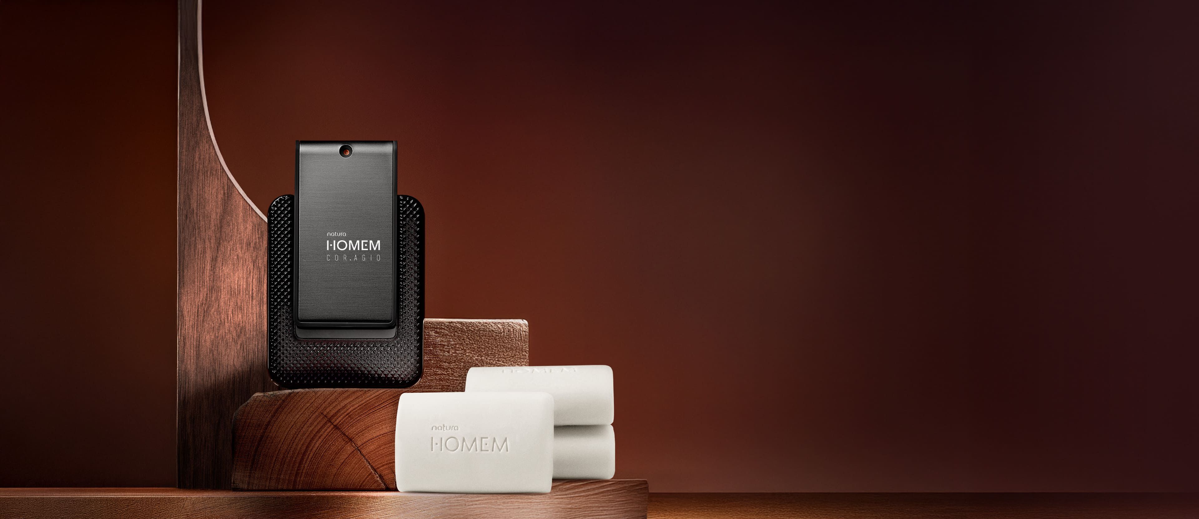 Kit Sabonetes Corpo e Barba e Deo Parfum Natura Homem Cor.agio