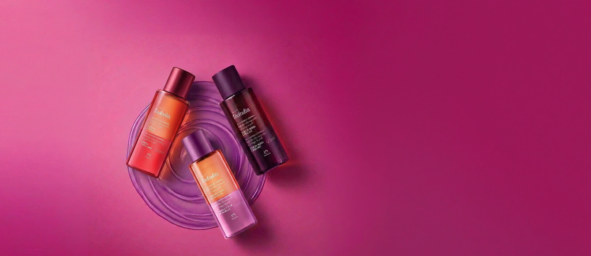 Kit Óleo Bifásico Corporal Tododia Cereja Negra, Ameixa e Flor de Baunilha e Cereja e Avelã (3 produtos)