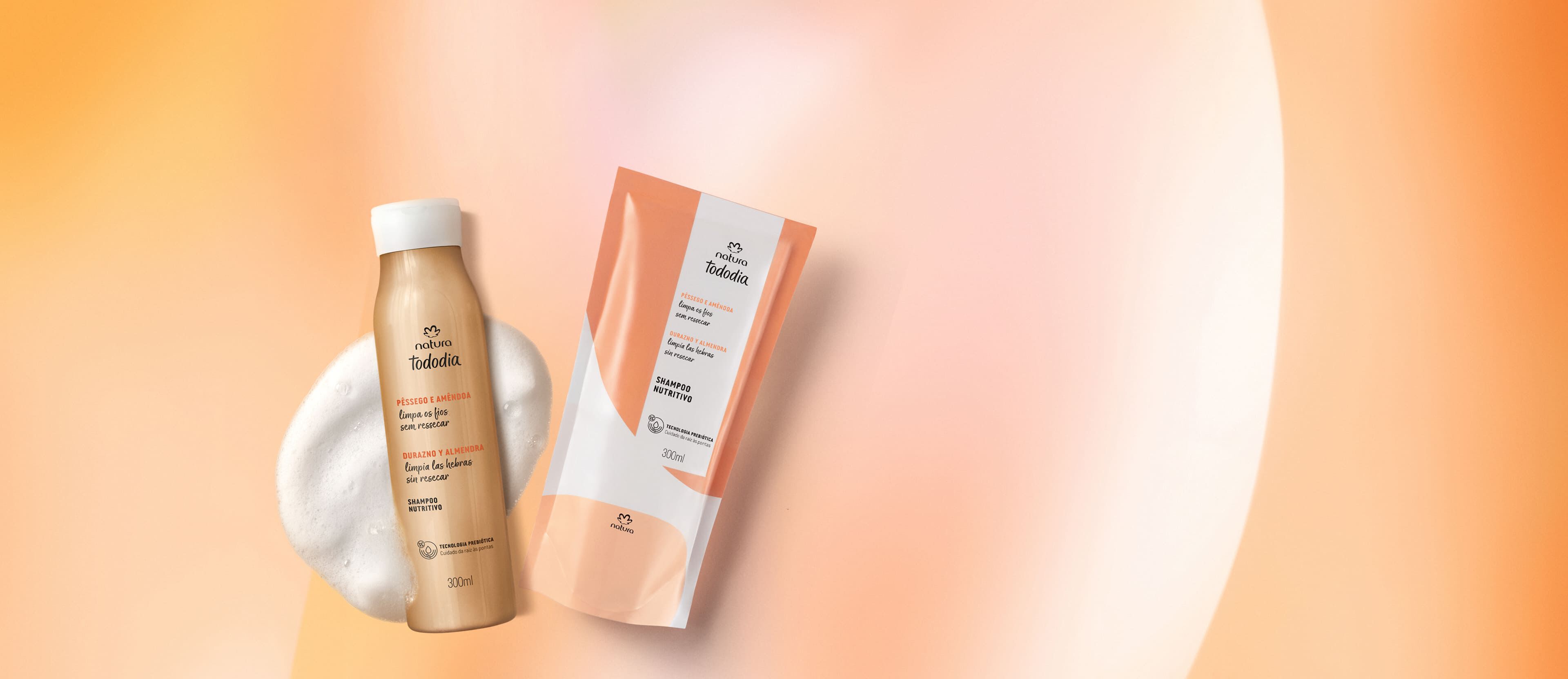 Kit Shampoo Nutritivo Tododia Pêssego e Amêndoa com Refil