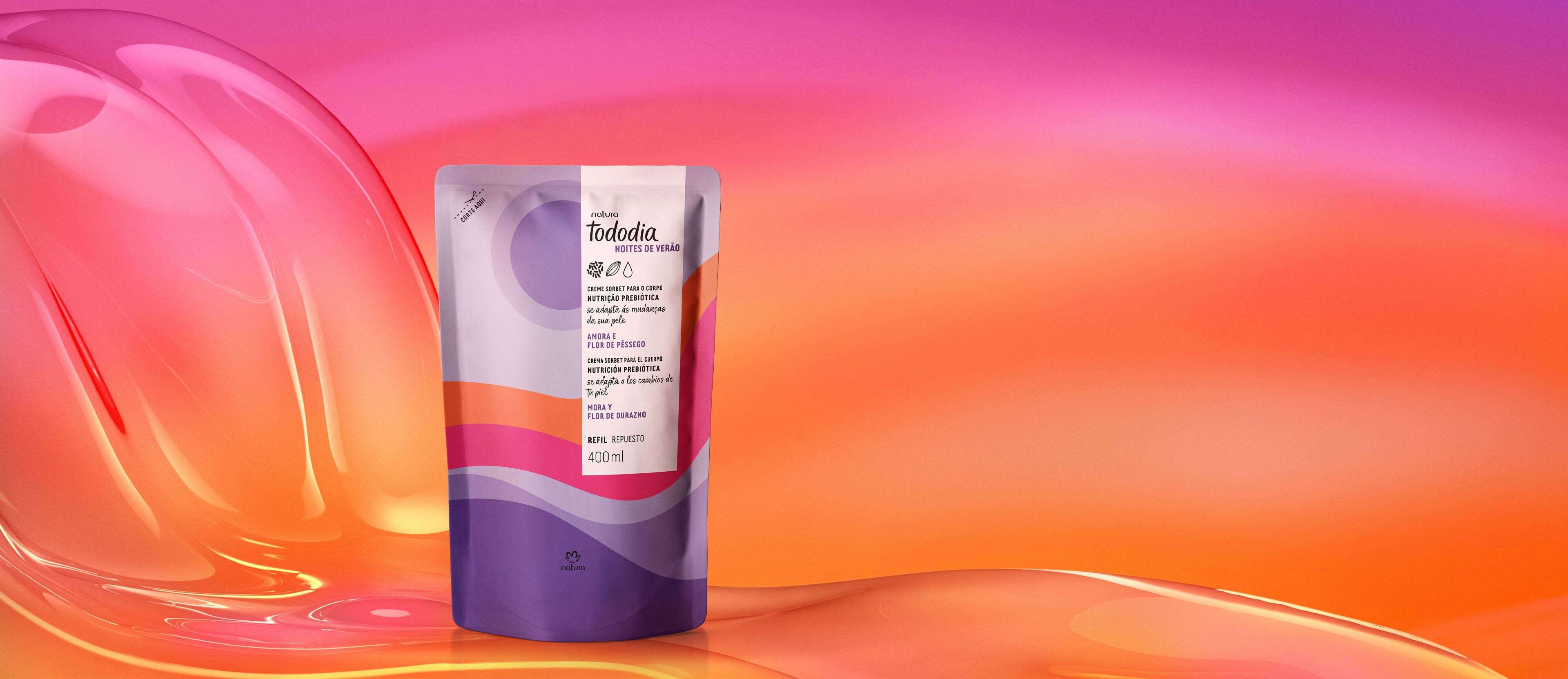 Refil Creme Sorbet Desodorante Nutritivo para o Corpo Tododia Amora e Flor de Pêssego