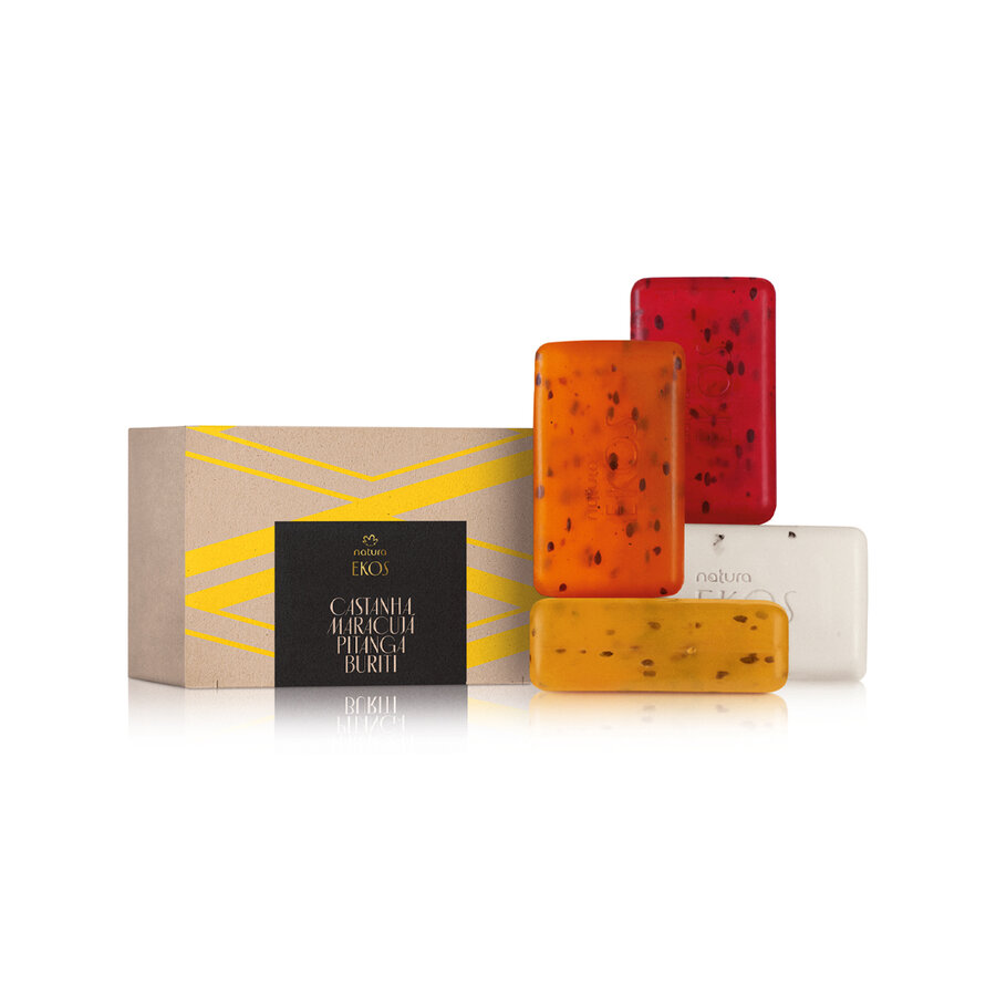 Jabón en Barra Puro Vegetal Cremoso y Exfoliante Refrescante Ekos 4 unidad De 100 G