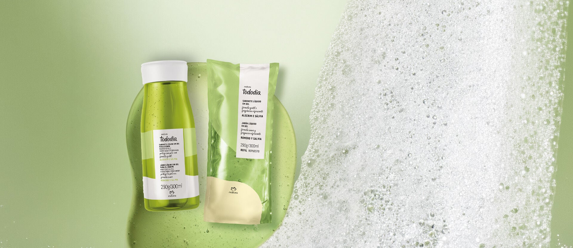 Kit Sabonete Líquido em Gel Alecrim e Sálvia Tododia + Refil (2 produtos)