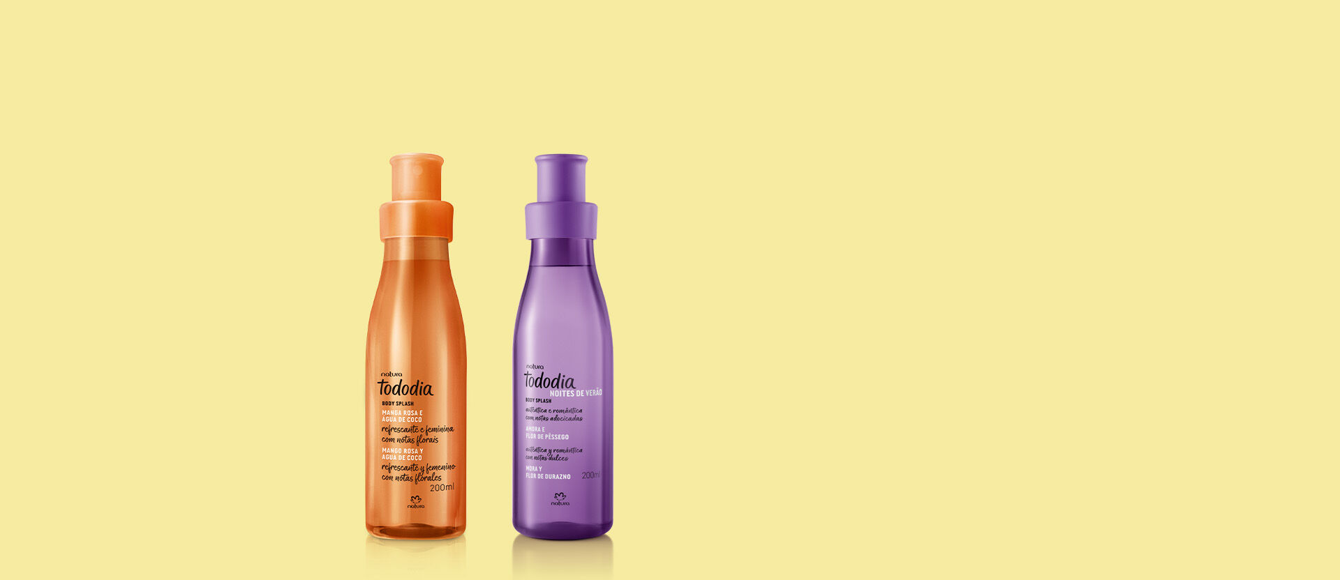 Kit Body Splash Amora e Flor de Pêssego + Manga Rosa e Água de Coco (2 produtos)