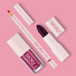 Kit Batom Vinho Rocks, Lápis Red Love e Gloss Malva Vibe Faces (3 produtos)
