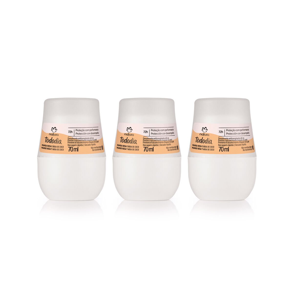 Kit Desodorante Antitranspirante Roll-on Tododia Manga Rosa e Água de Coco (3 unidades)