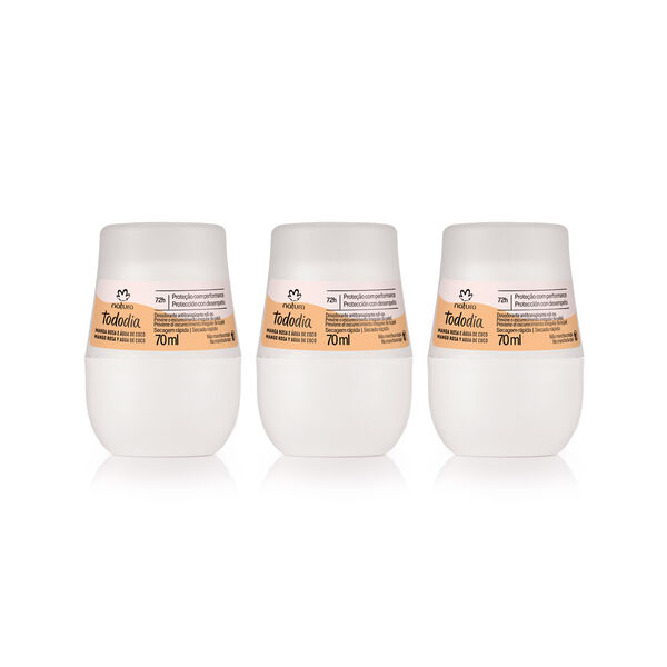 Kit Desodorante Antitranspirante Roll-on Tododia Manga Rosa e Água de Coco (3 unidades)