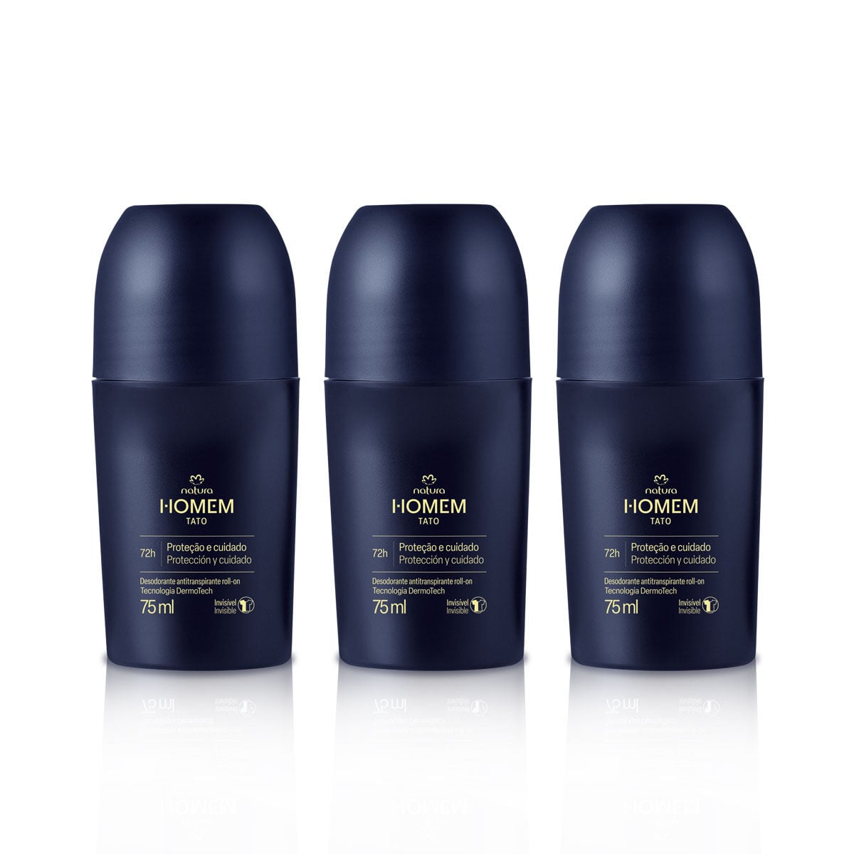 Kit Desodorante Antitranspirante Roll On Natura Homem Tato (3 Unidades)