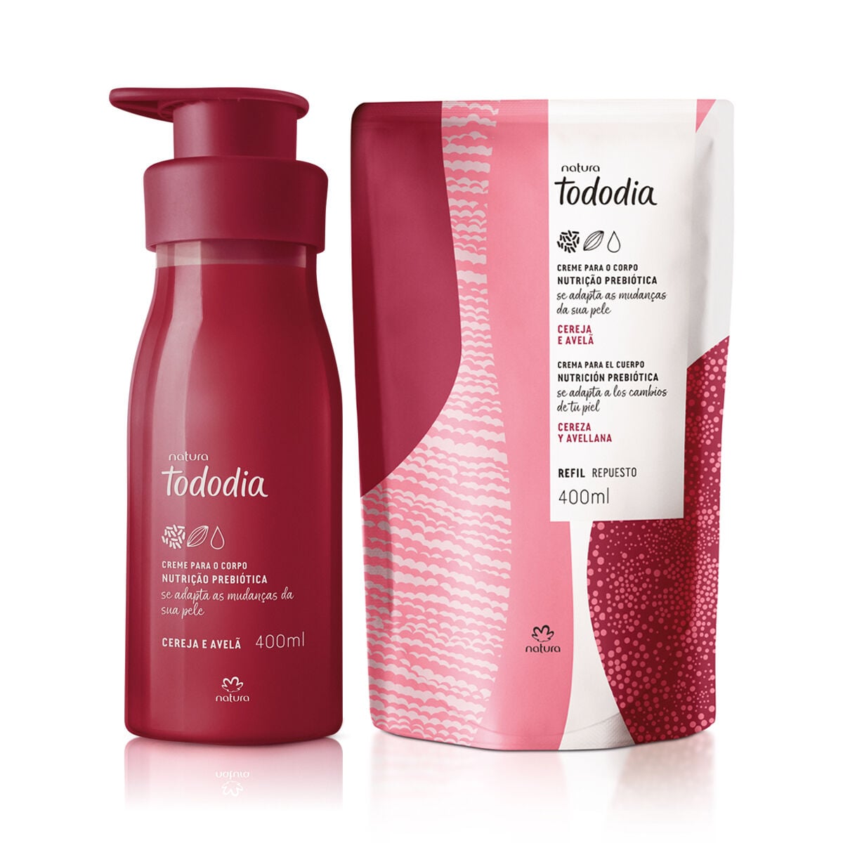 Kit Creme Desodorante Nutritivo para o Corpo Tododia Cereja e Avelã com Refil (2 produtos)