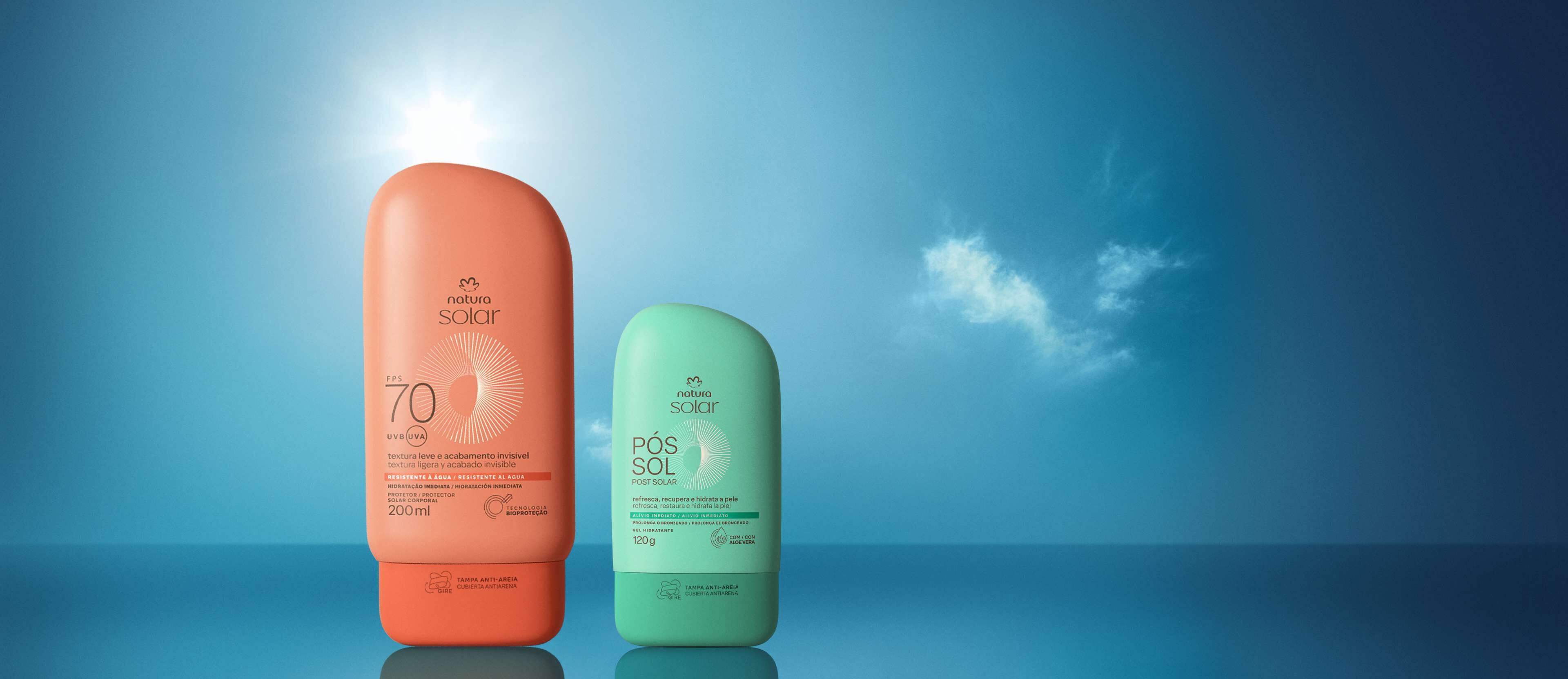 Kit Protetor Solar Corporal FPS 70 e Gel Hidratante Pós-sol Natura Solar