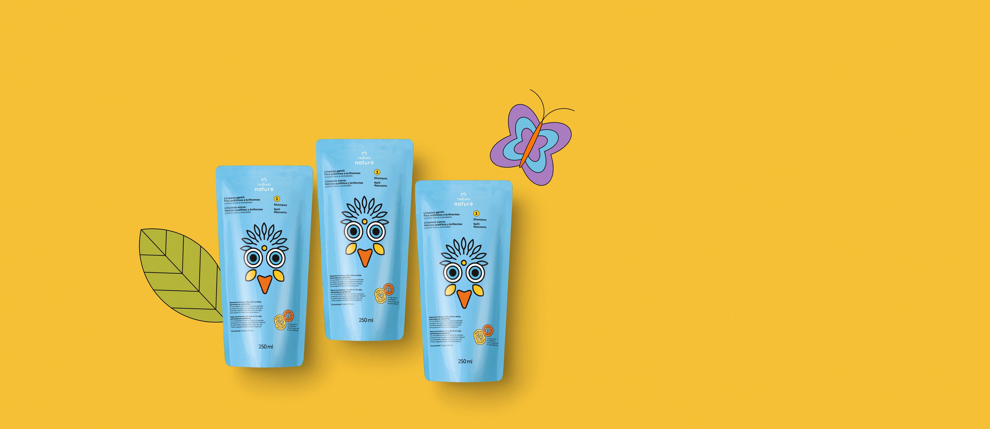 Kit Refil Shampoo para Cabelos Lisos e Ondulados Naturé (3 unidades)