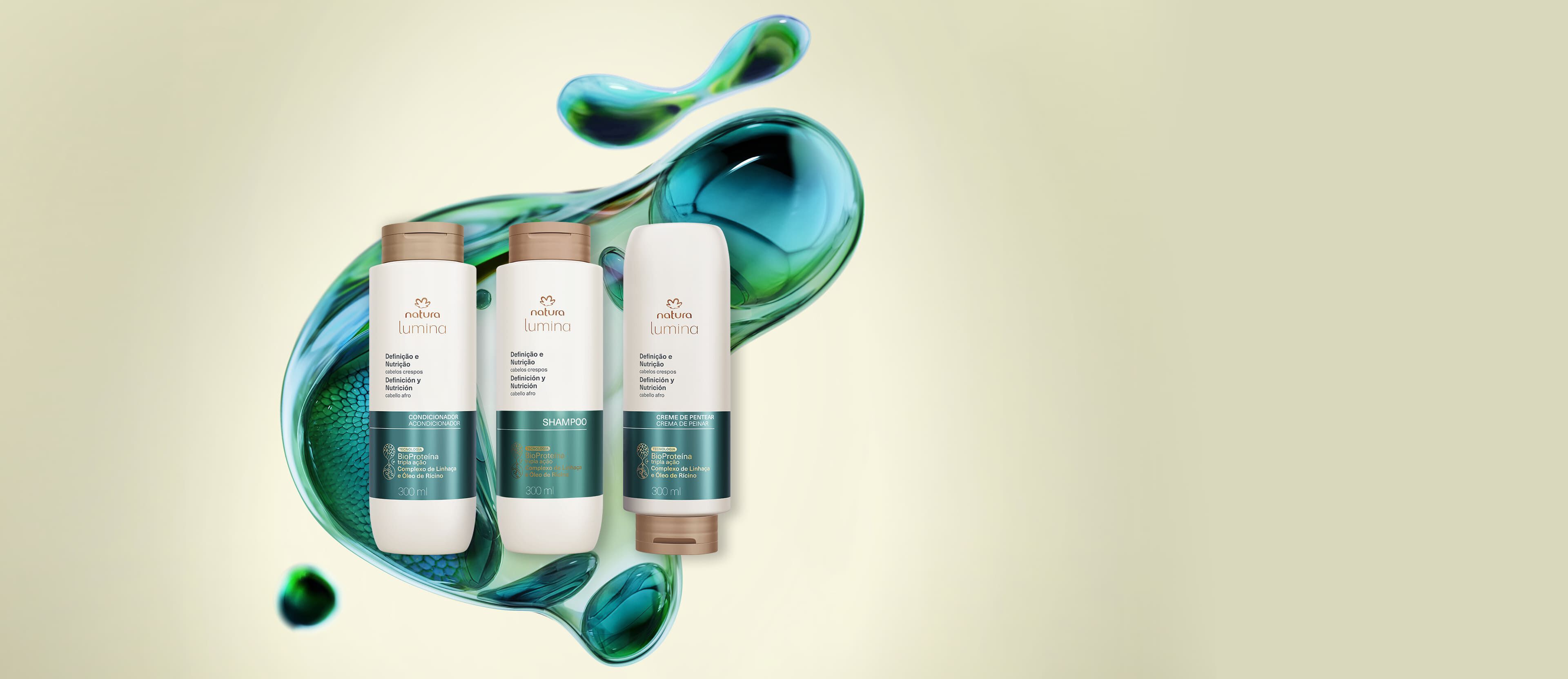 Kit Lumina Crespos Shampoo, Condicionador e Creme para Pentear (3 produtos)