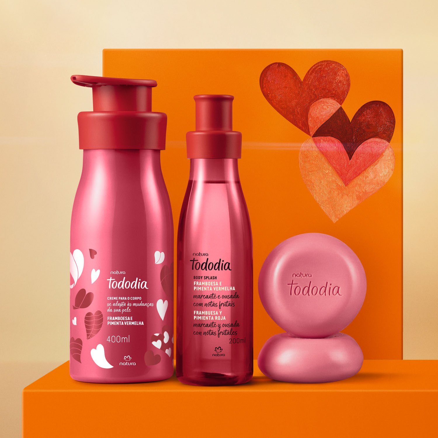 Presente Dia dos Namorados  Banho, hidratação e Perfumação Tododia Framboesa e Pimenta Vermelha