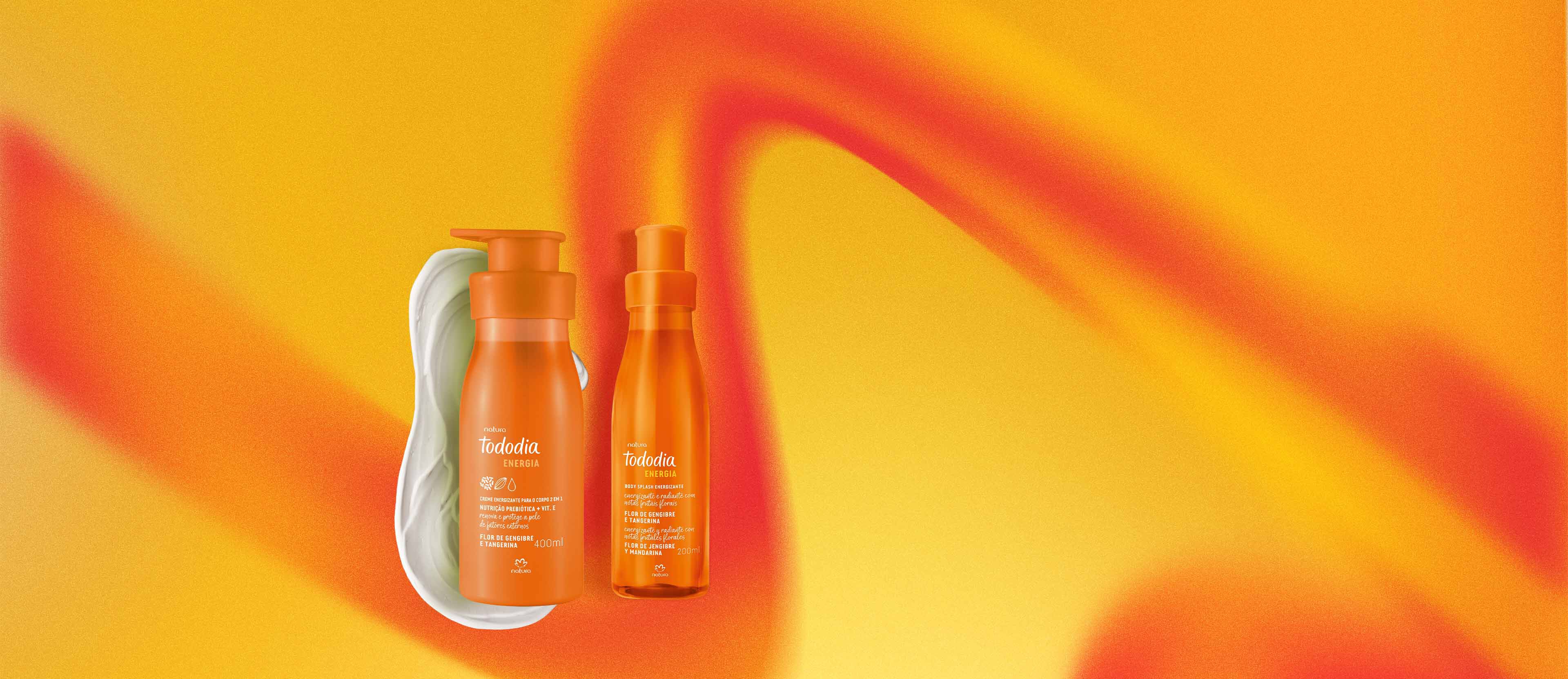 Kit Creme Nutritivo com Body Splash Tododia Energia Flor de Gengibre e Tangerina