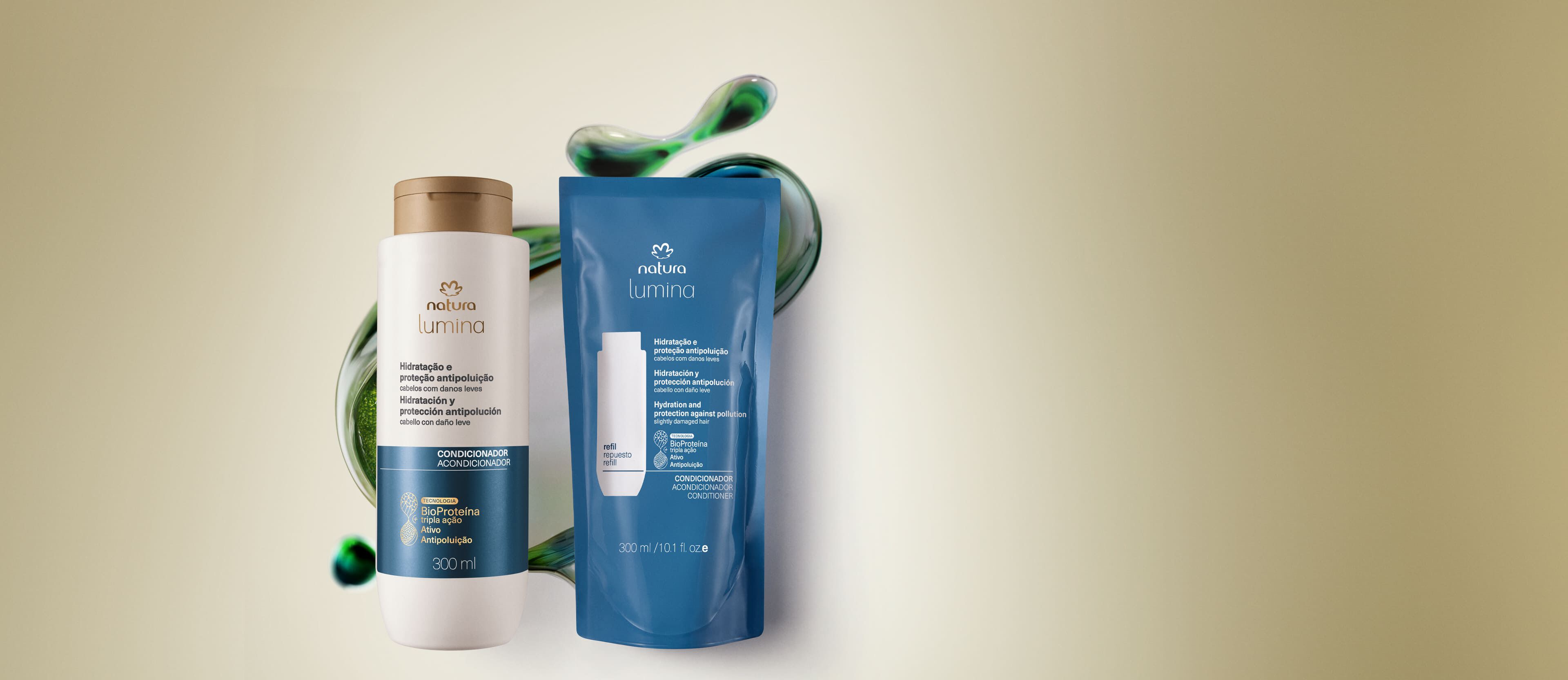 Kit Condicionador Protetor Lumina para Hidratação e Proteção Antipoluição com Refil (2 produtos)